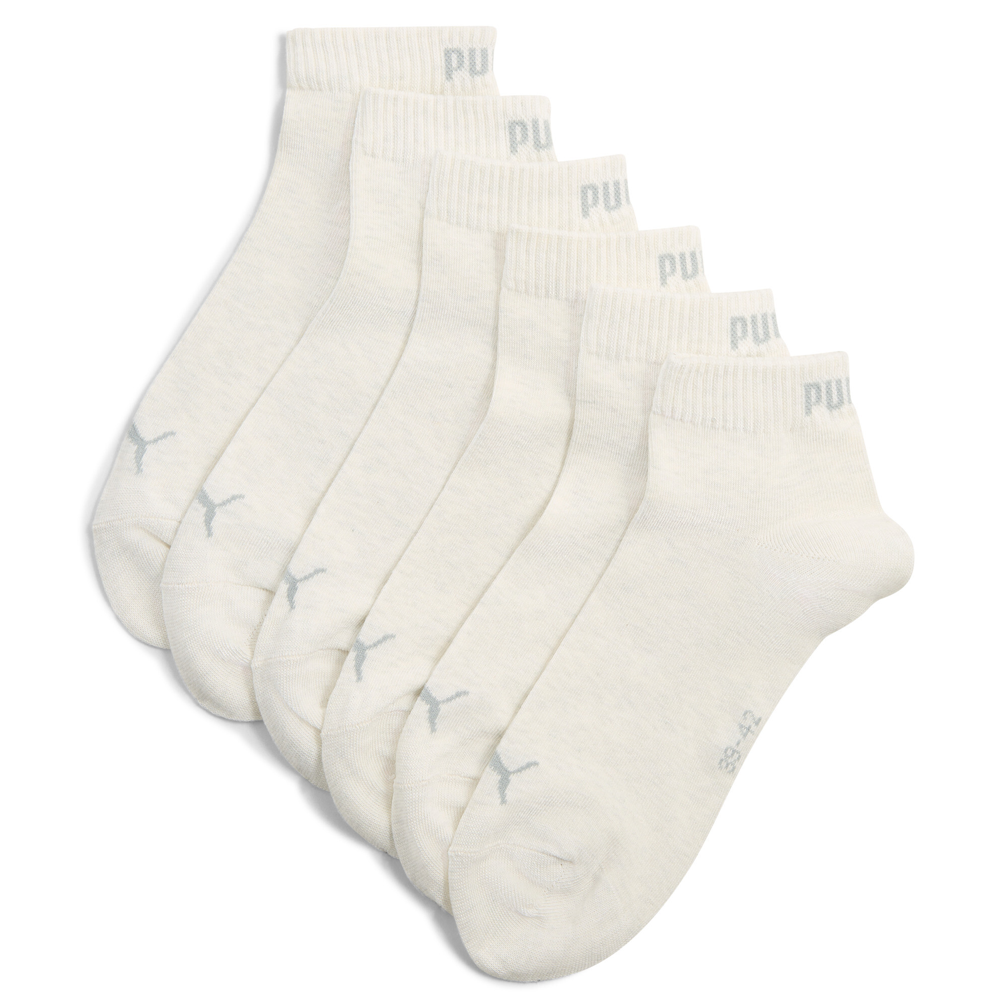 PUMA Uniseks quartersokken (set van 3 paar), Wit, Maat 43-46