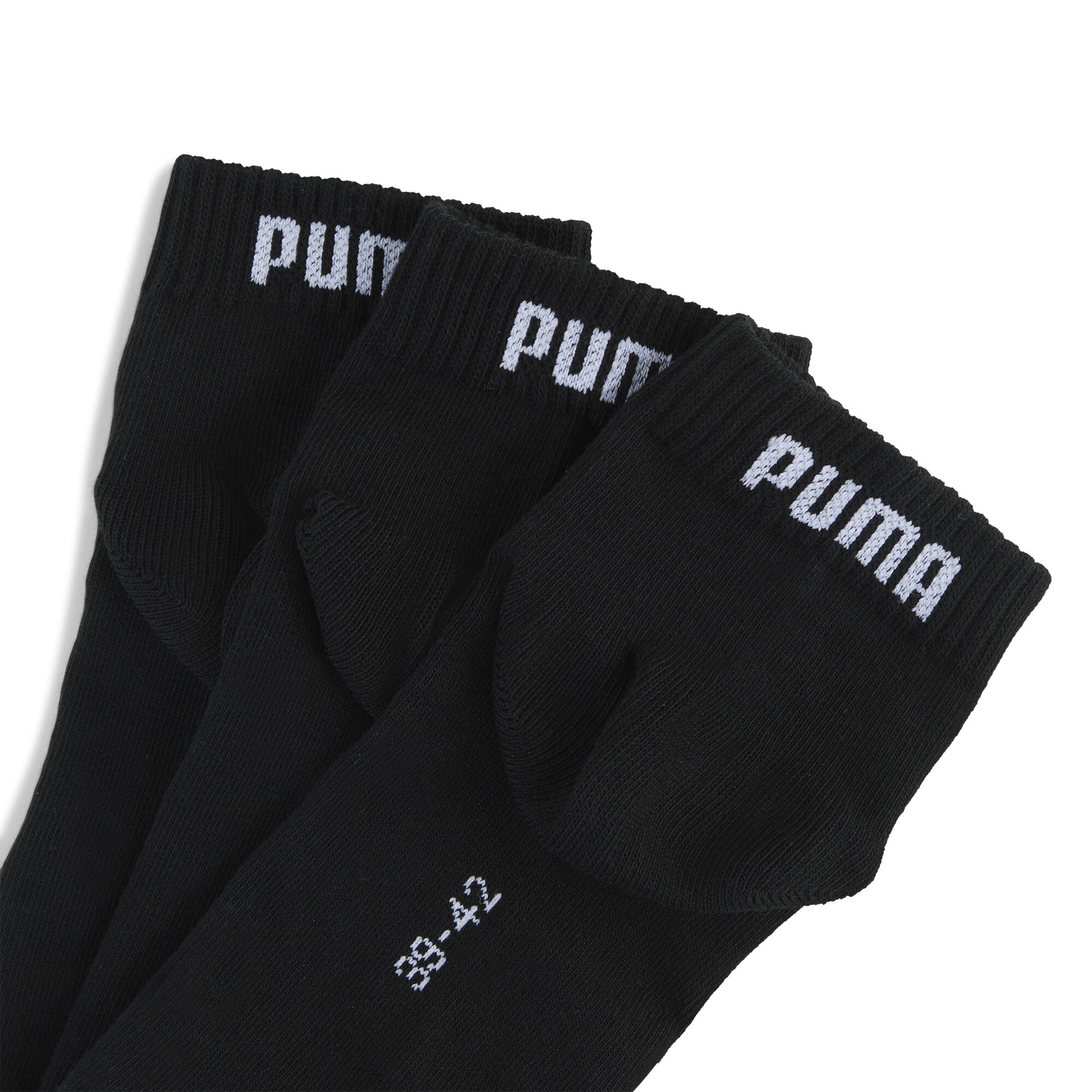 PUMA Uniseks quartersokken (set van 3 paar), Zwart, Maat 47-49 thumbnail 2