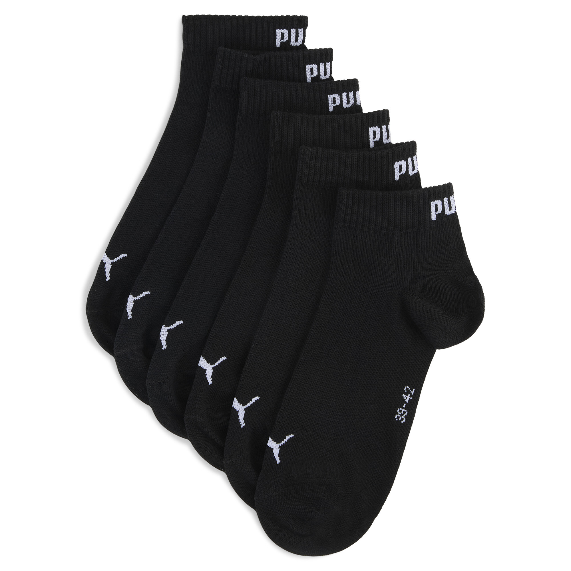 PUMA Uniseks quartersokken (set van 3 paar), Zwart, Maat 47-49