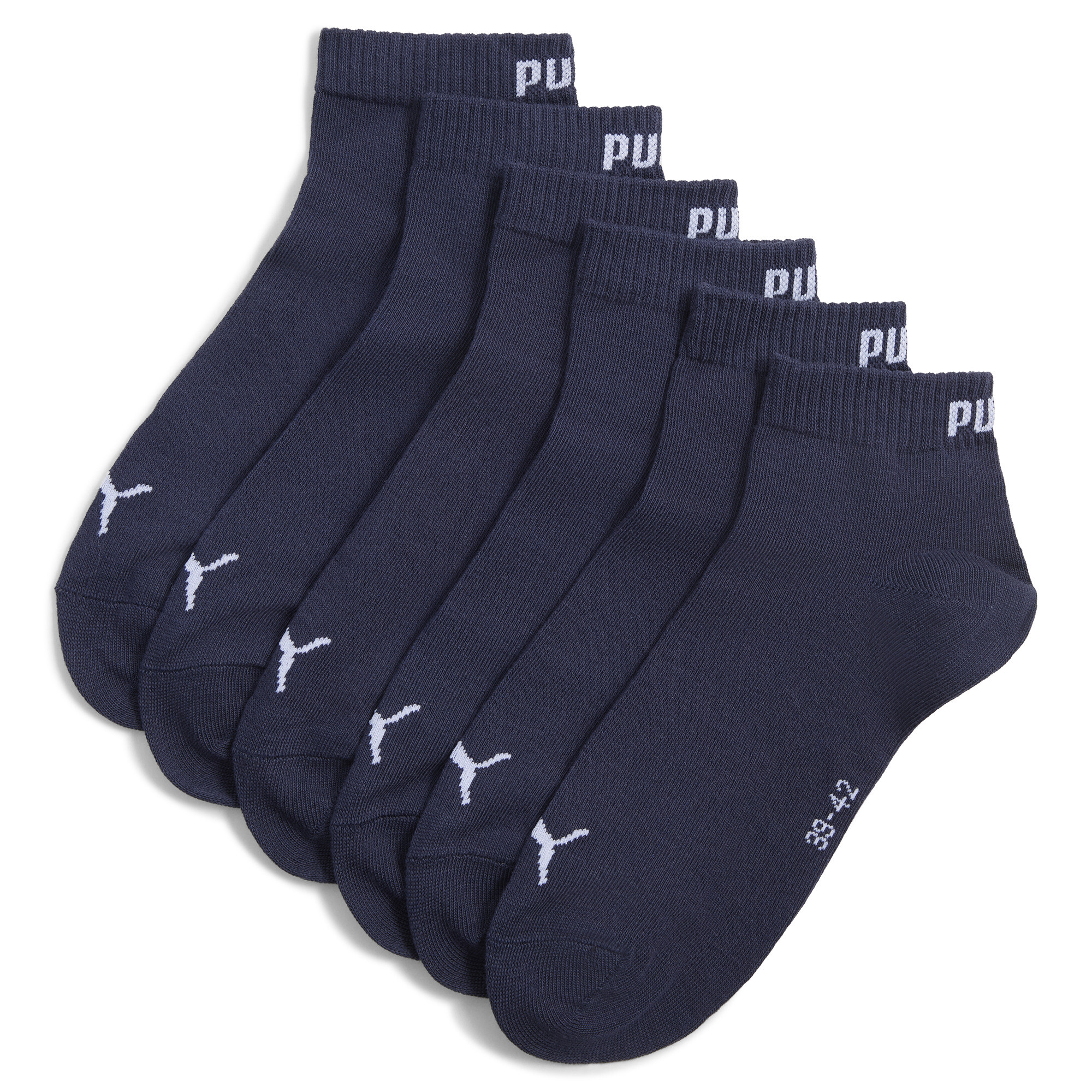 PUMA Uniseks quartersokken (set van 3 paar), Blauw, Maat 47-49