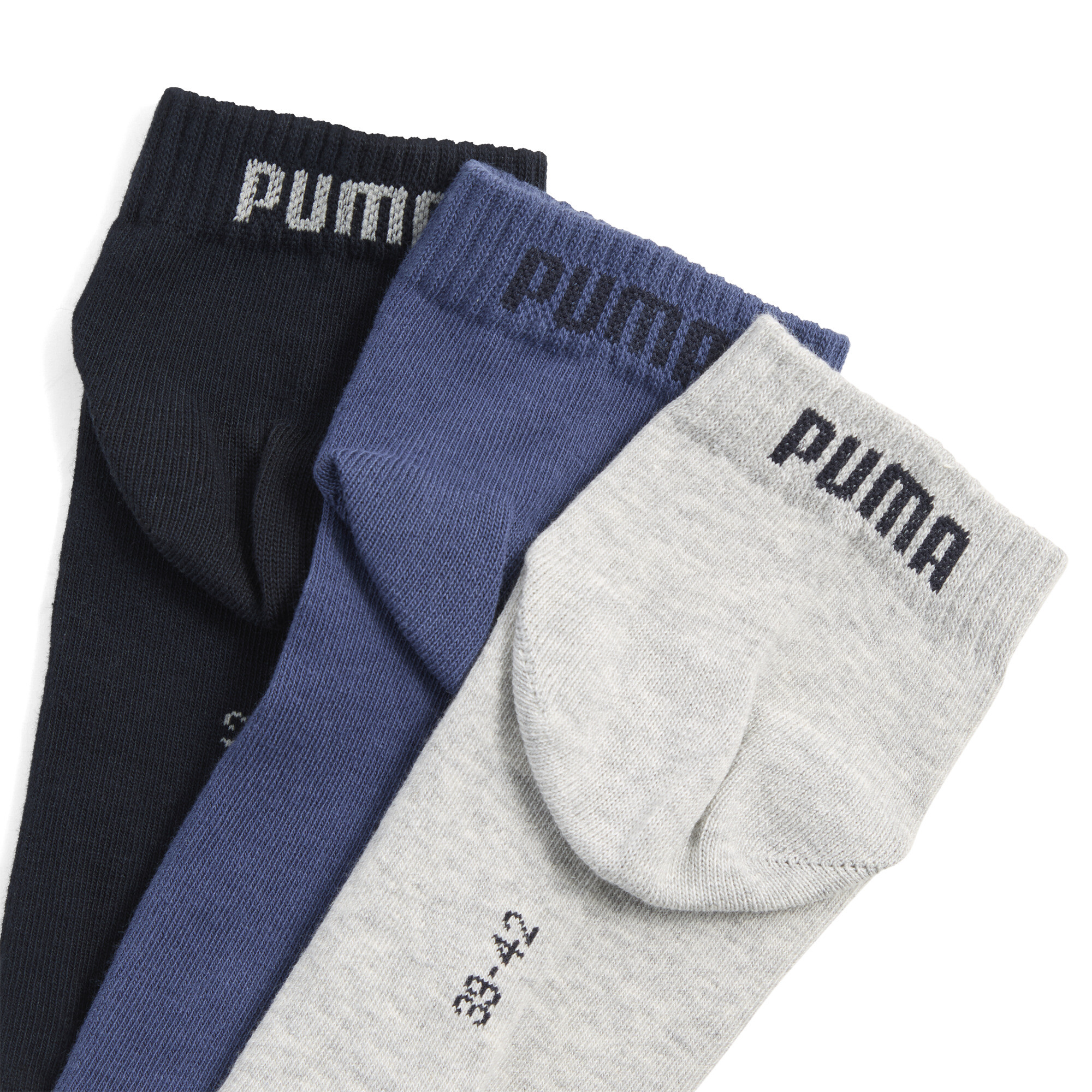 PUMA Uniseks quartersokken (set van 3 paar), Blauw/Grijs, Maat 43-46 thumbnail 2