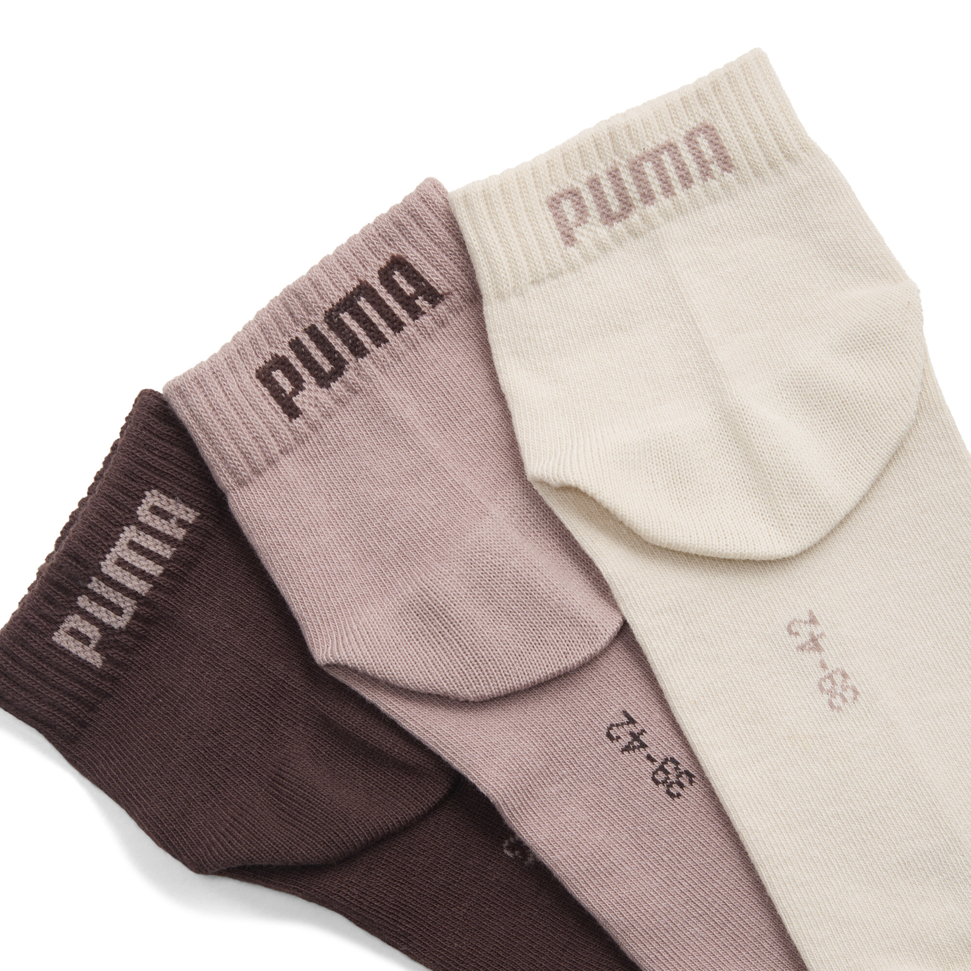 PUMA Uniseks quartersokken (set van 3 paar), Beige, Maat 39-42 thumbnail 2