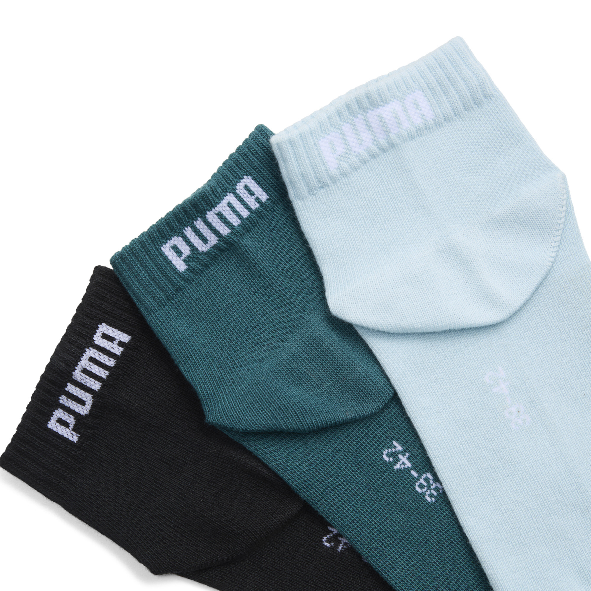 PUMA Uniseks quartersokken (set van 3 paar), Groen, Maat 43-46 thumbnail 2