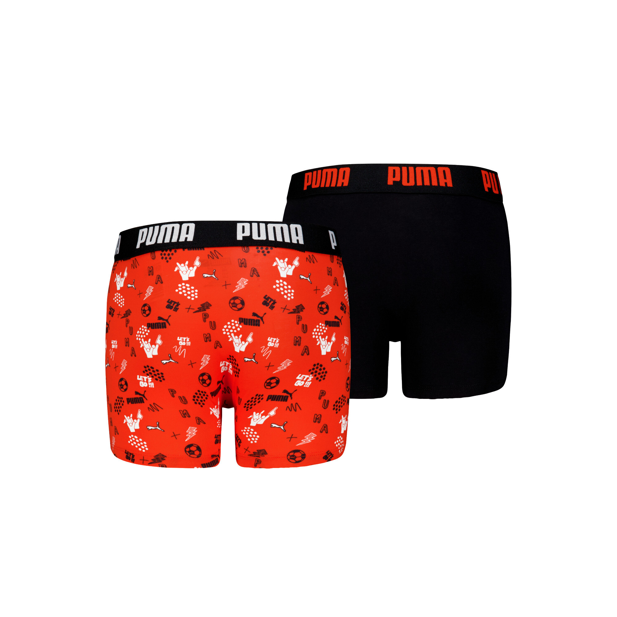 Puma Kids' Printed Boxer Briefs 2 Pack, Red, Size 12, Clothing