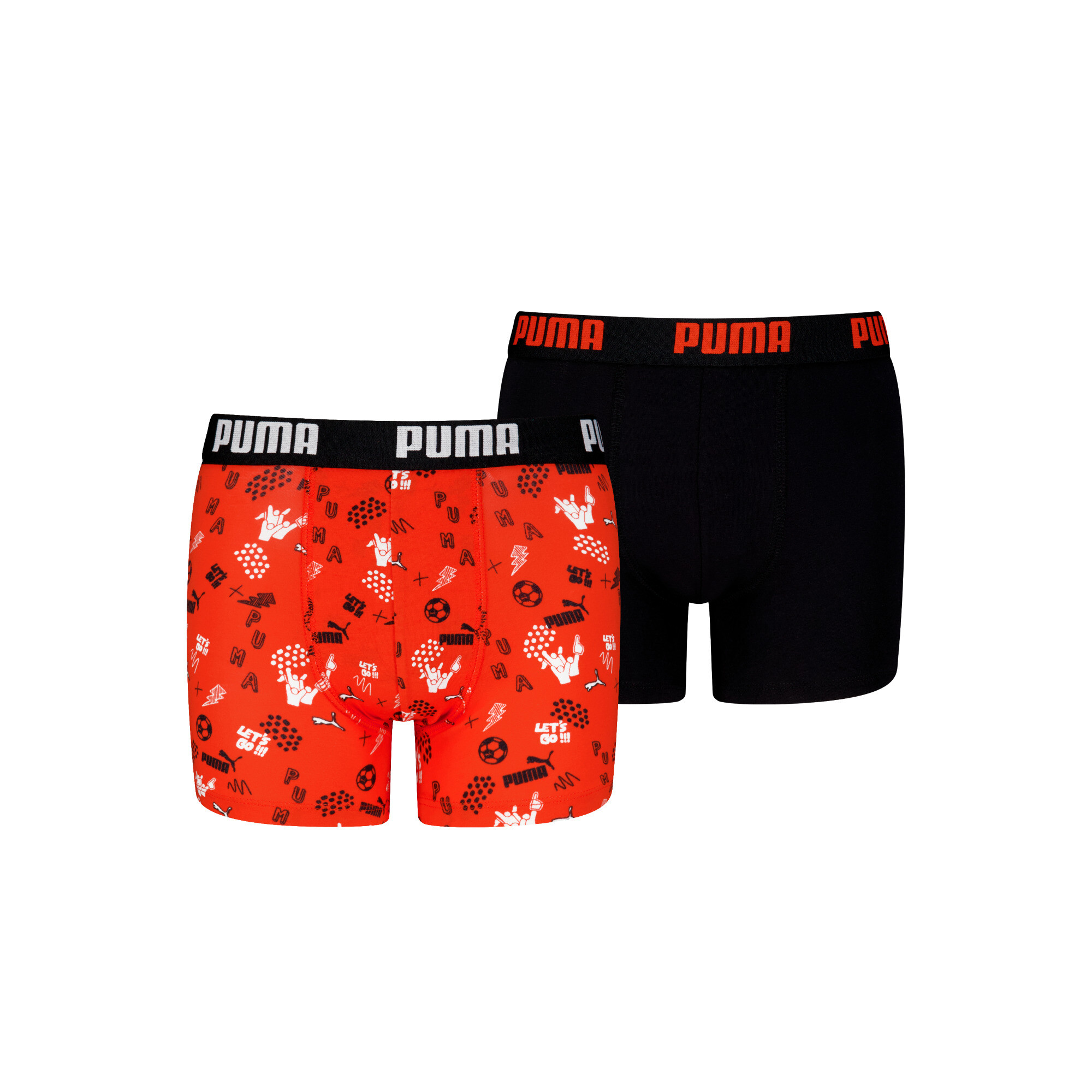 Puma Kids' Printed Boxer Briefs 2 Pack, Red, Size 12, Clothing