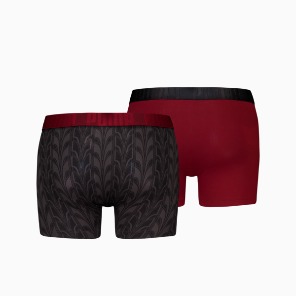 PUMA Men's Terrace Print Boxer Briefs 2 pack, Burgundy, large-MEX