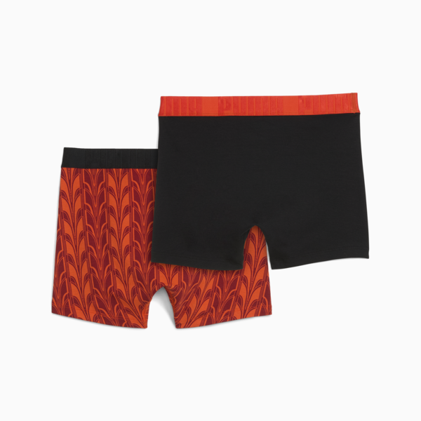 PUMA Men's Terrace Print Boxer Briefs 2 pack, Black / Red, large-MEX