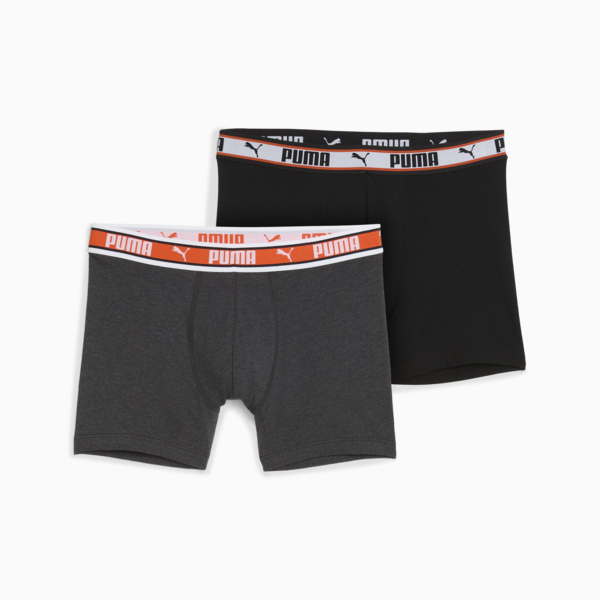PUMA Men's Boxer Briefs 2 pack, Black / Red, large-MEX