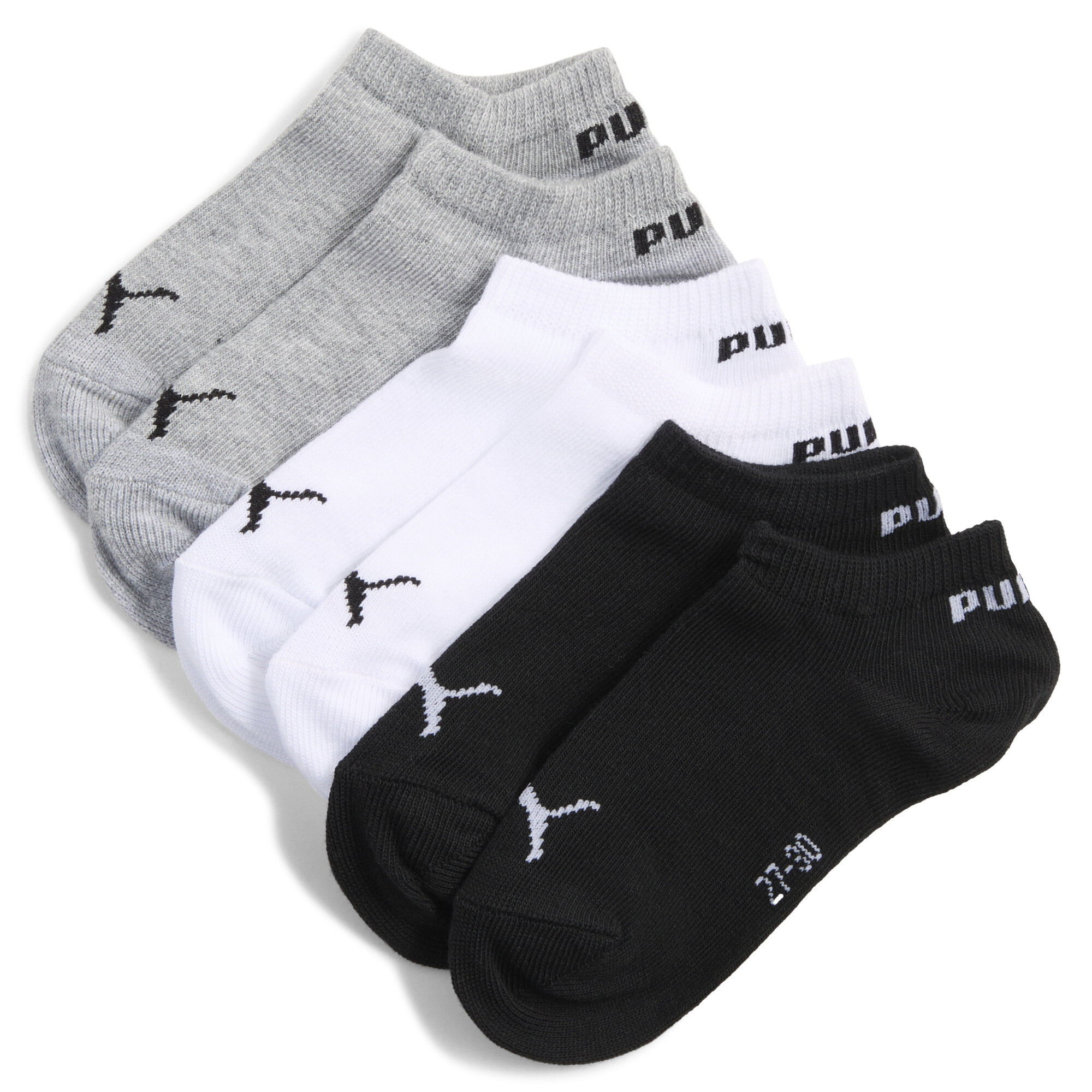 PUMA Sneakersokken, Zwart/Grijs/Wit, Maat 23-26