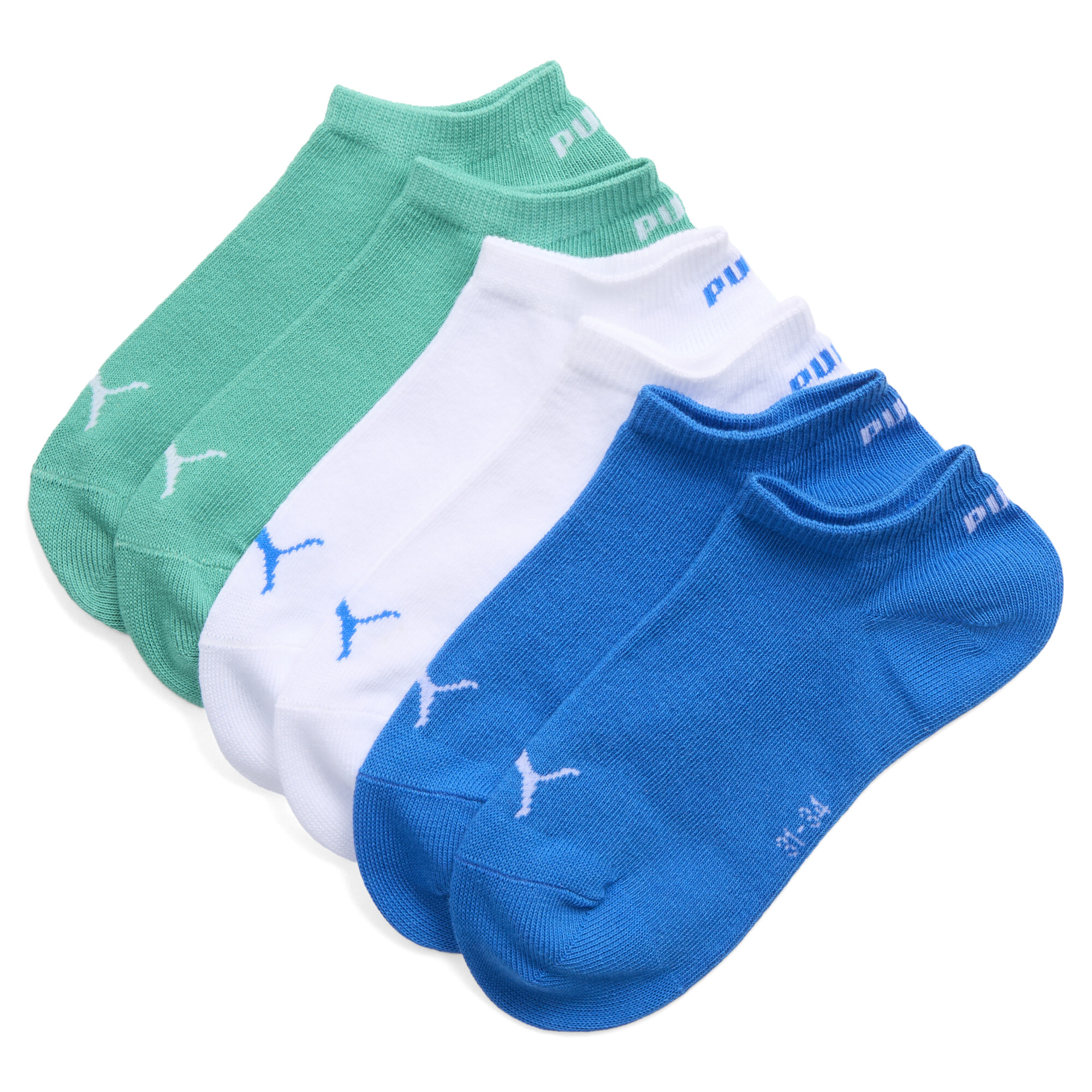 PUMA Sneakersokken, Blauw/Groen, Maat 23-26