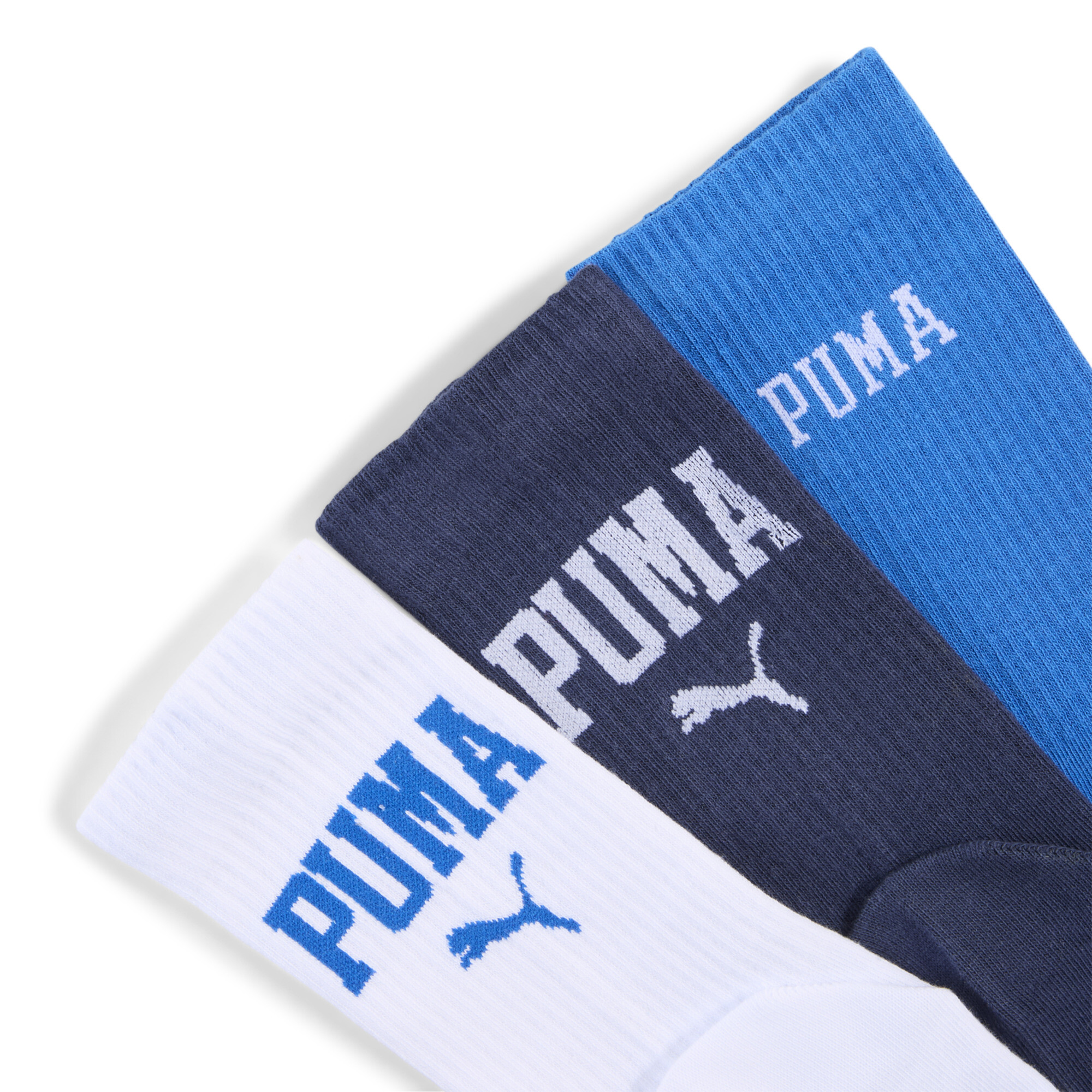 PUMA Uniseks crewsokken met logo (set van 3), Blauw, Maat 39-42 thumbnail 2