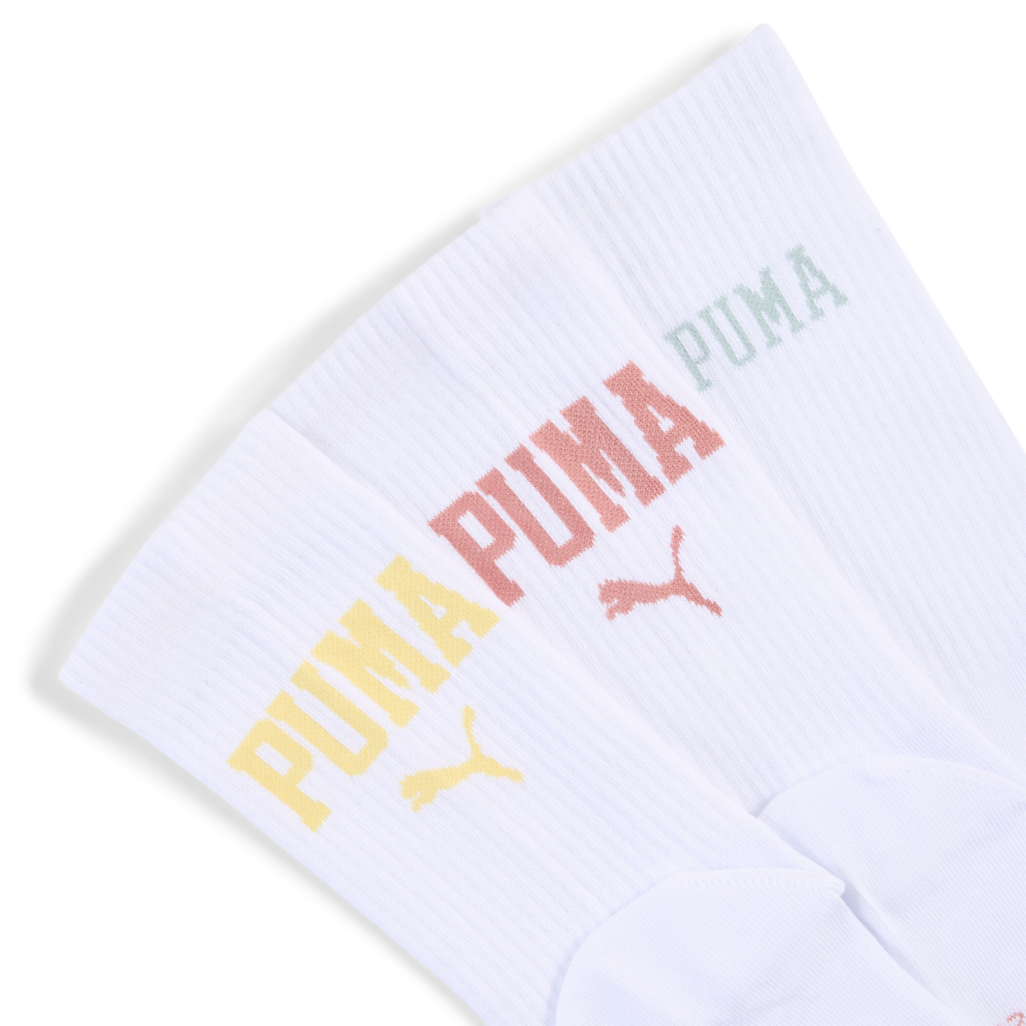 PUMA Uniseks crewsokken met logo (set van 3), Wit, Maat 35-38 thumbnail 2