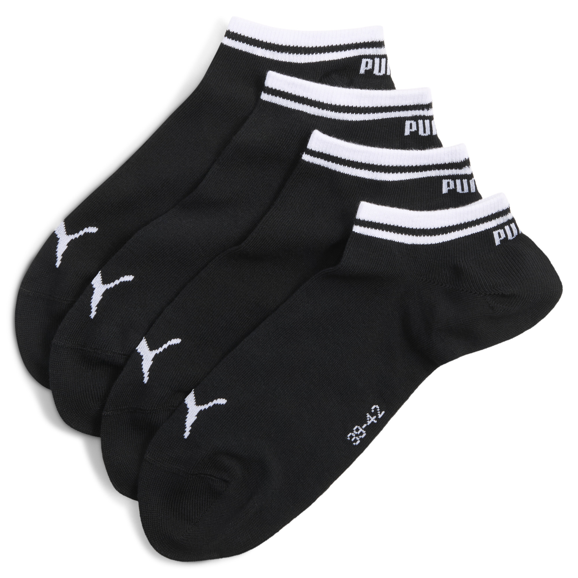 PUMA Uniseks sneakersokken (set van 3 paar), Zwart, Maat 43-46