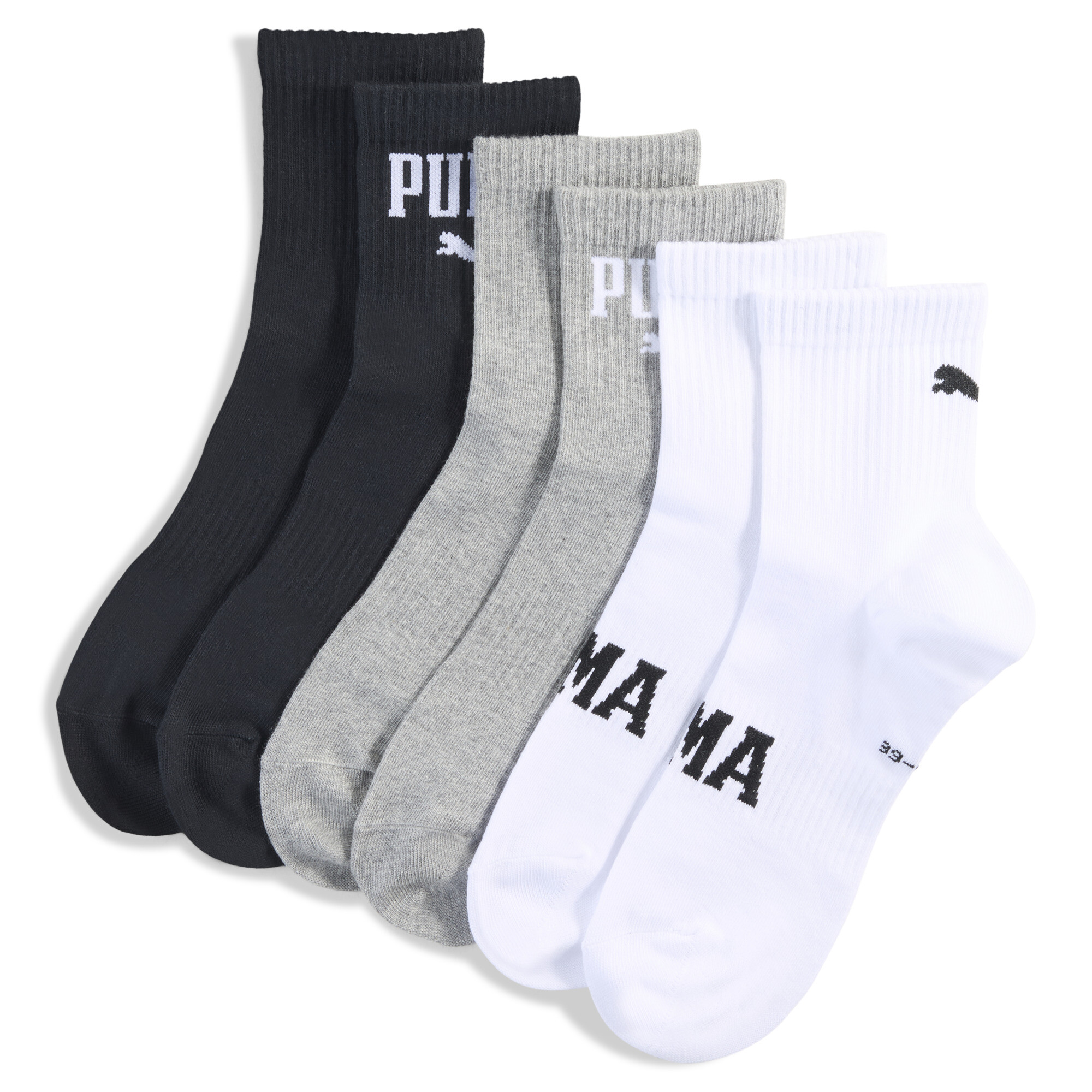 Licence Logo Kurze Crew Socken Unisex (3er-Pack) | Grey/White/Black | Größe: 39-42