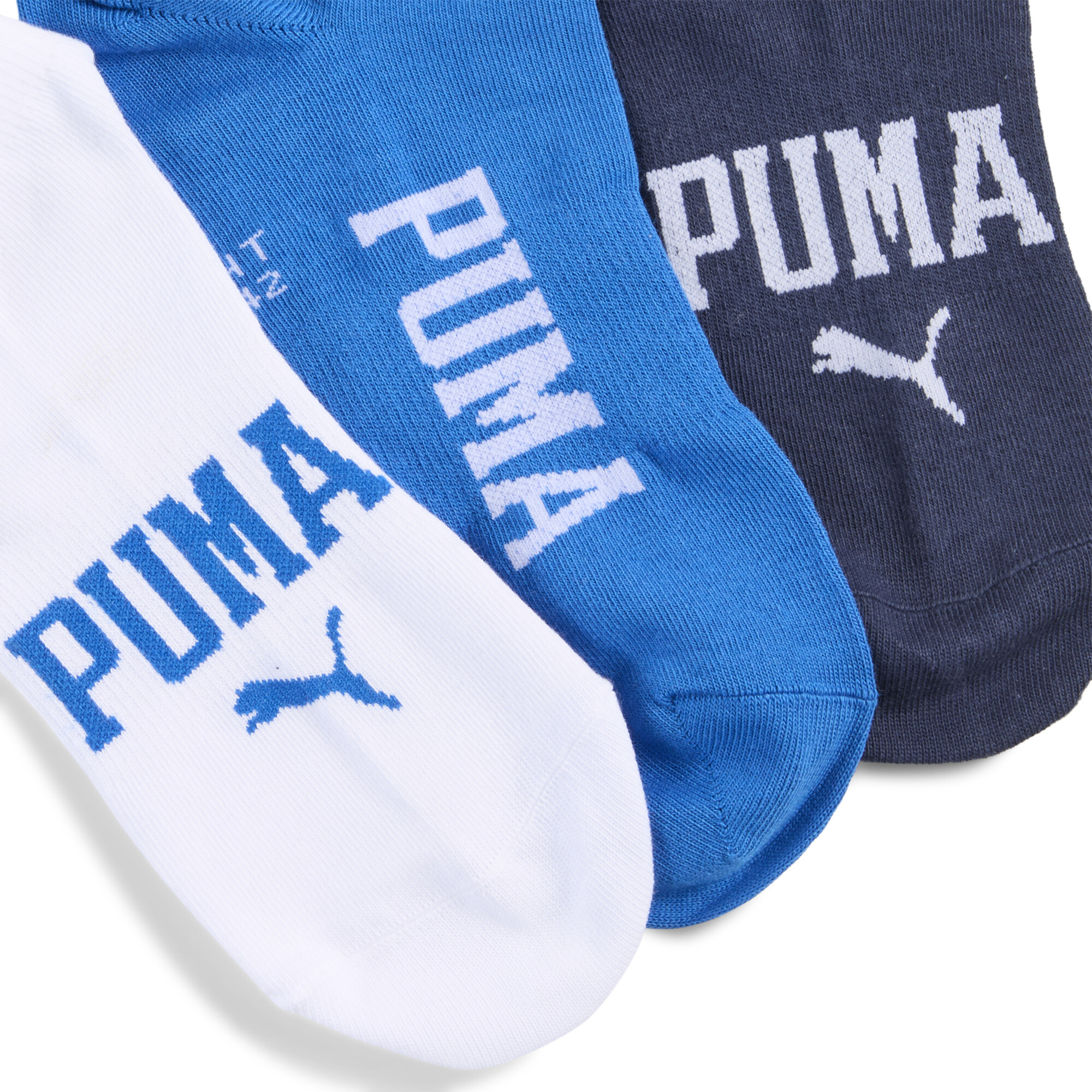 PUMA Uniseks sneakersokken met logo (set van 3), Blauw, Maat 35-38 thumbnail 2