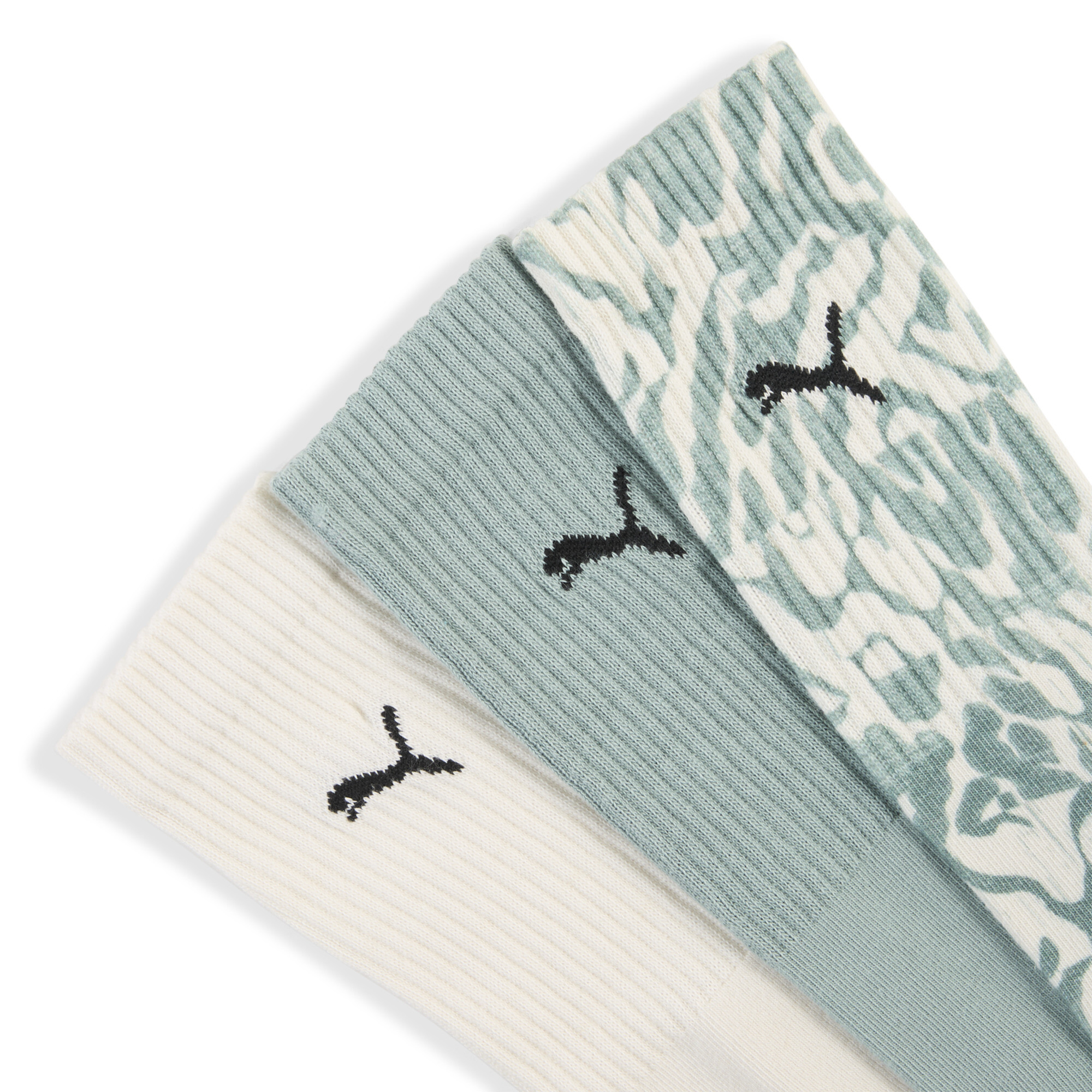PUMA Bedrukte uniseks crewsokken (set van 3), Groen, Maat 43-46 thumbnail 2