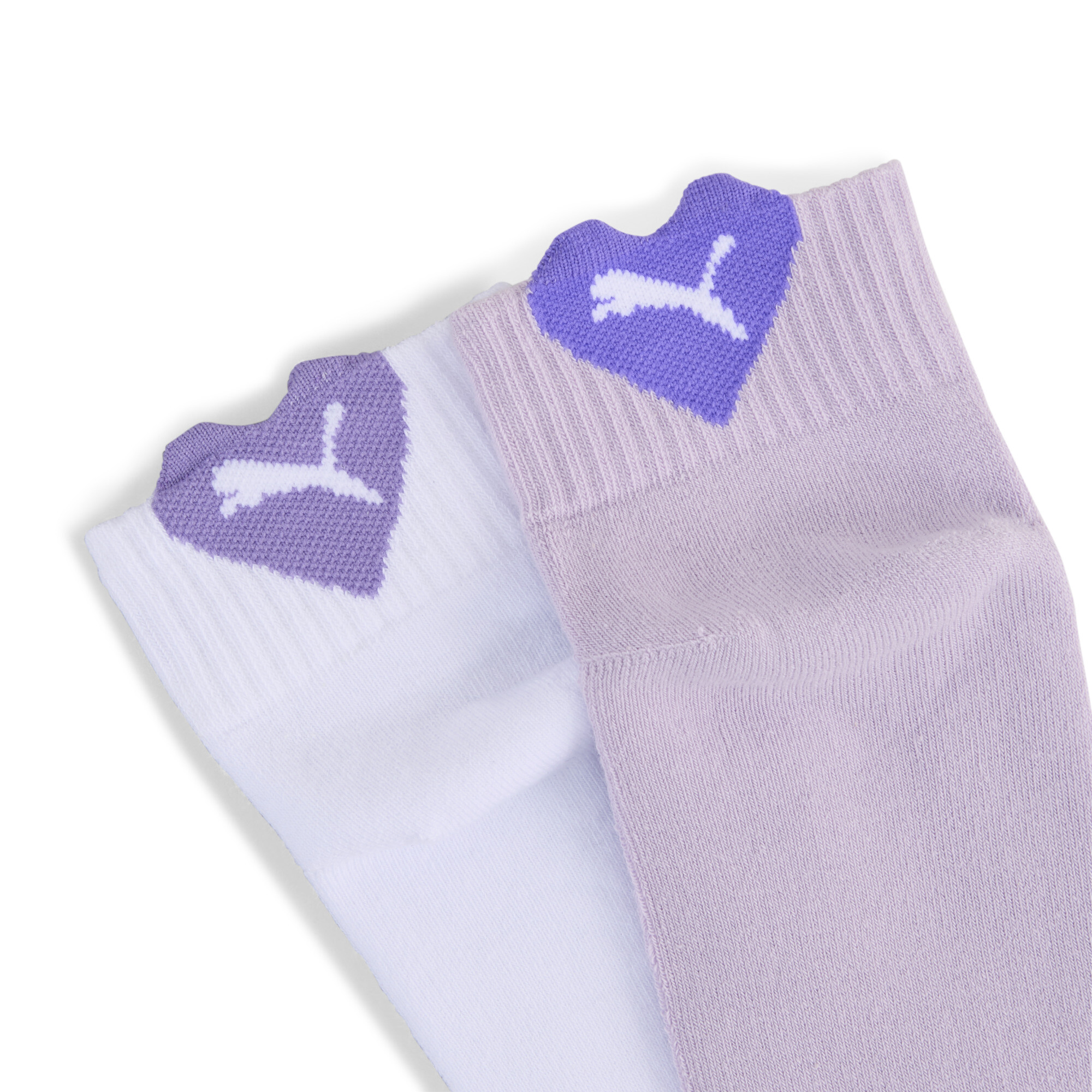 PUMA Korte sokken met demping en hartlogo, Wit/Paars, Maat 27-30 thumbnail 2