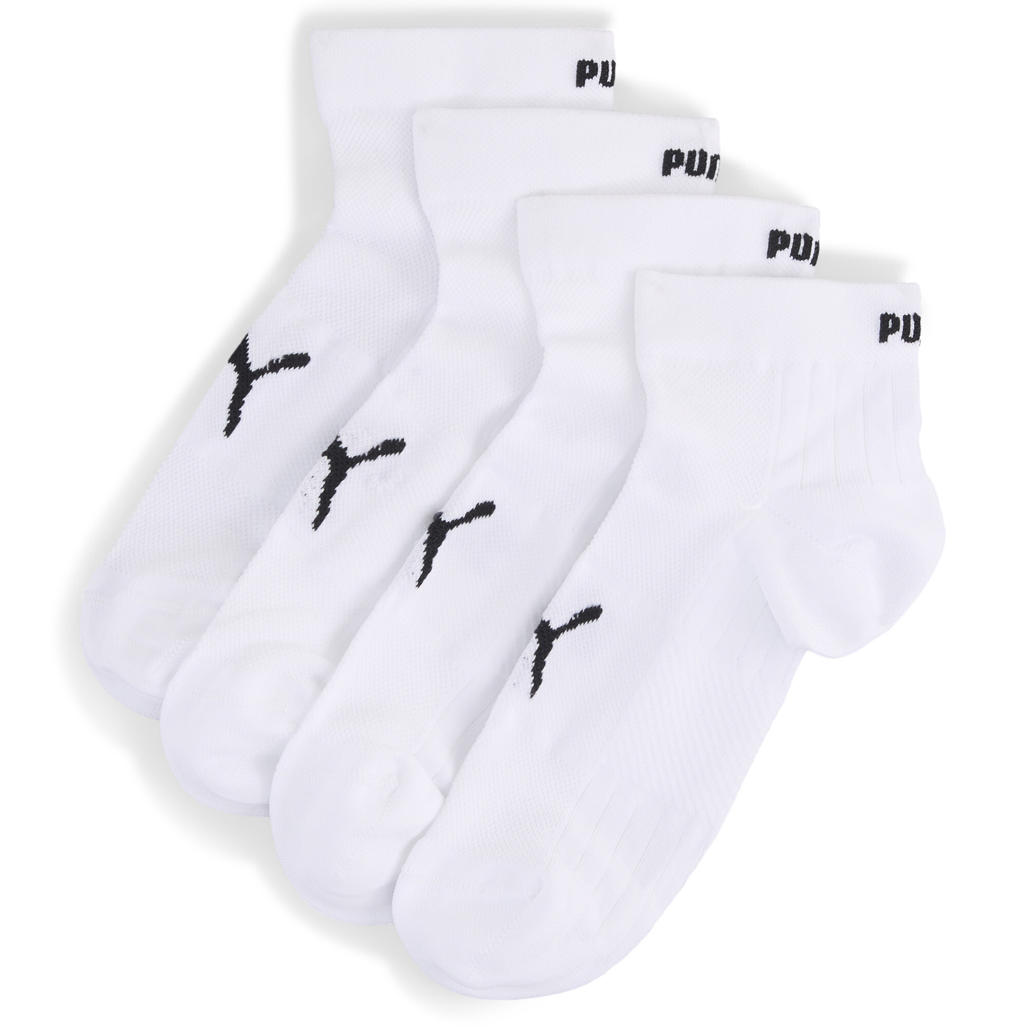 PUMA Uniseks quartersokken (set van 2 paar), Wit, Maat 35-38