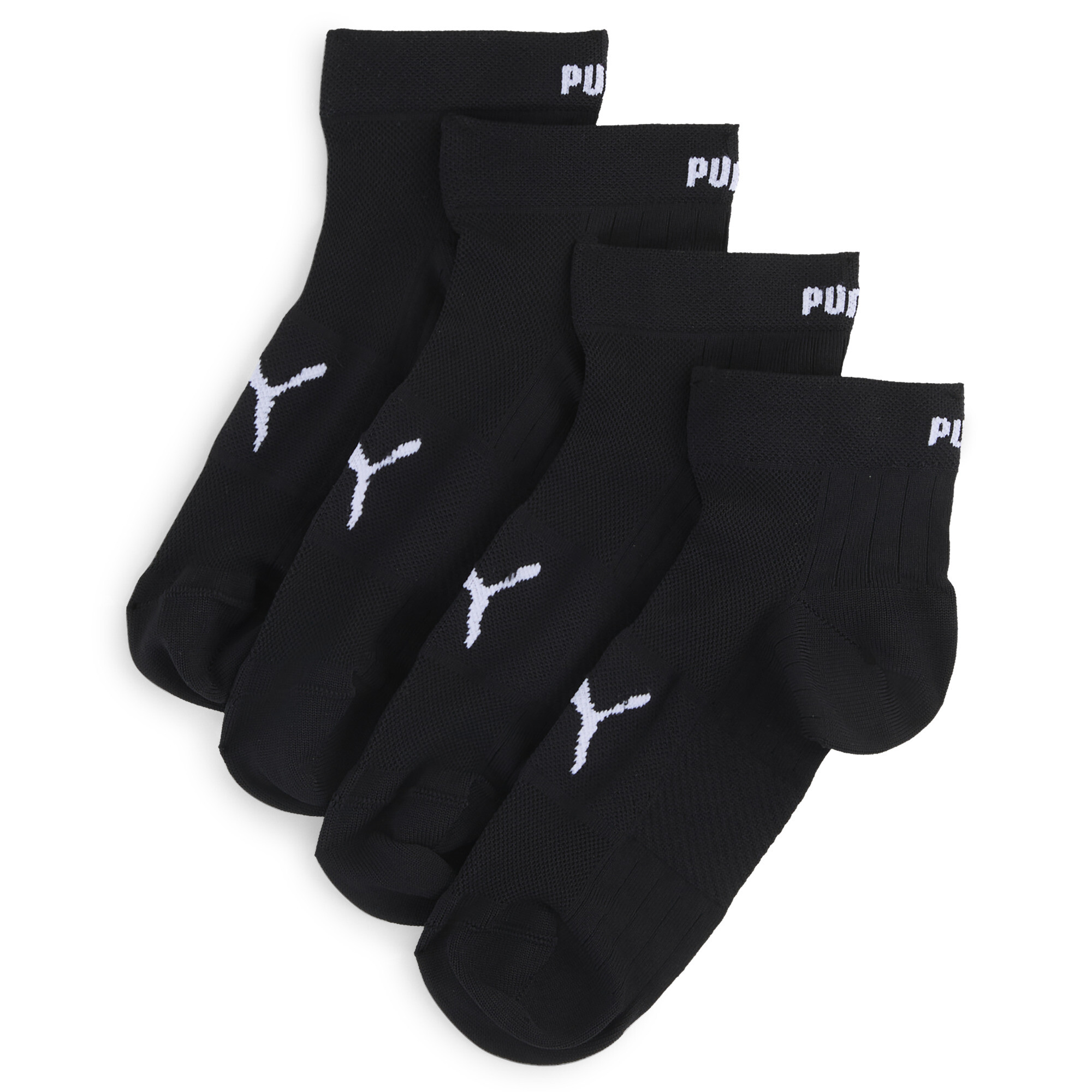 PUMA Uniseks quartersokken (set van 2 paar), Zwart, Maat 35-38