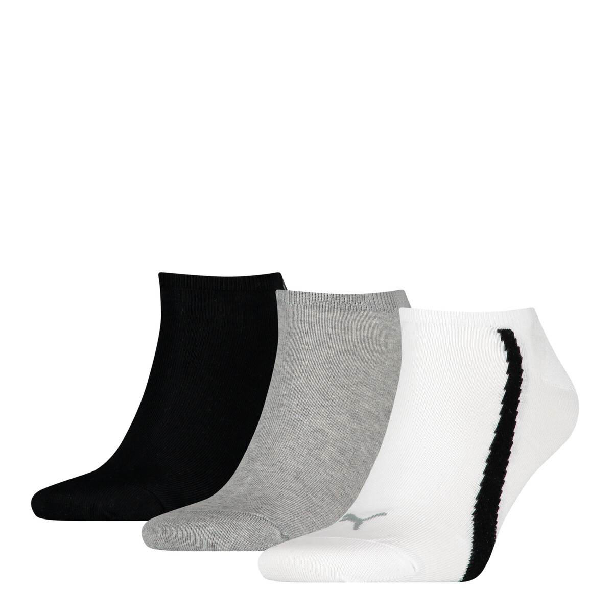PUMA Unisex Sneaker Socks 3 Pack in White/Grey Black, 9-11