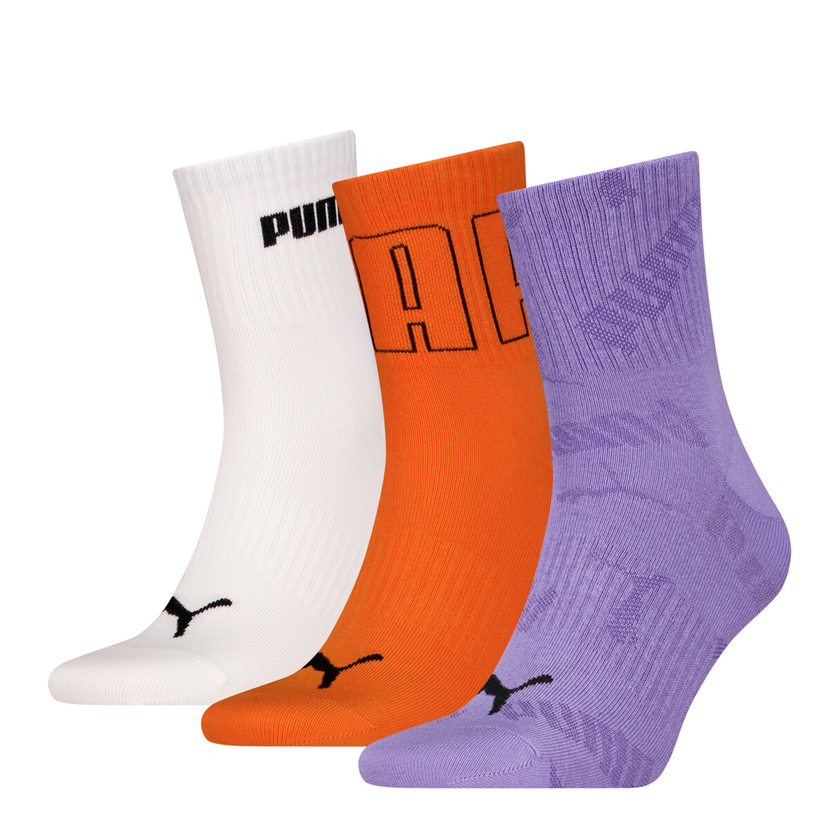 PUMA Unisex Short Socks 3 Pack in Lavender Combo, 2.5-5