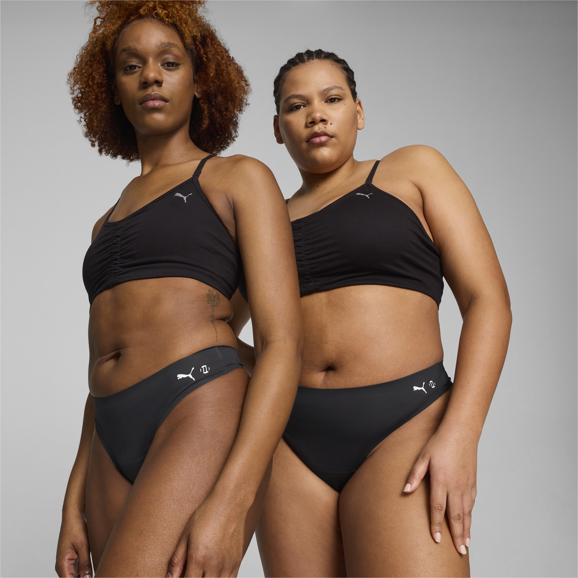 Women's Puma X Modibodi Seamfree Active Thong Light-Moderate, Black, Size S, Clothing