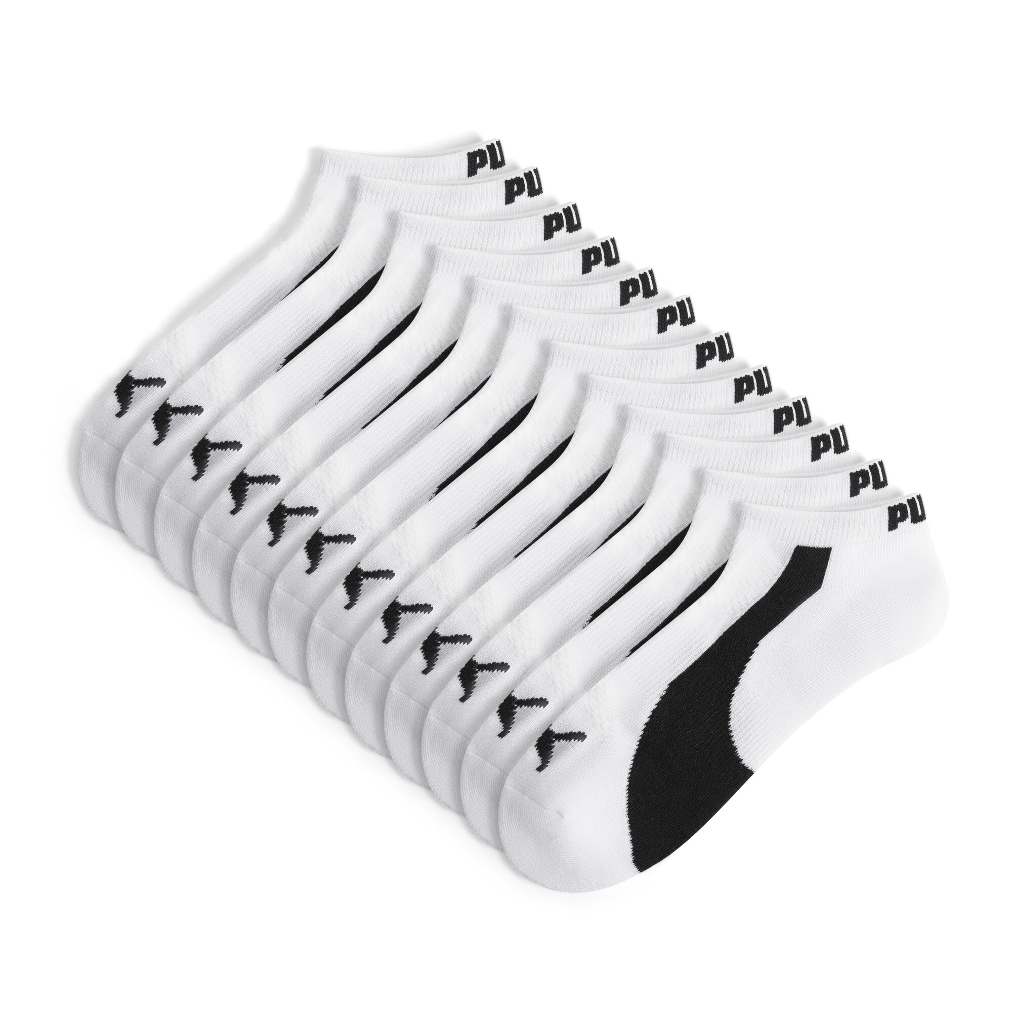 PUMA Men's Half-Terry Low Socks (6 Pairs) in White, Size 10-13