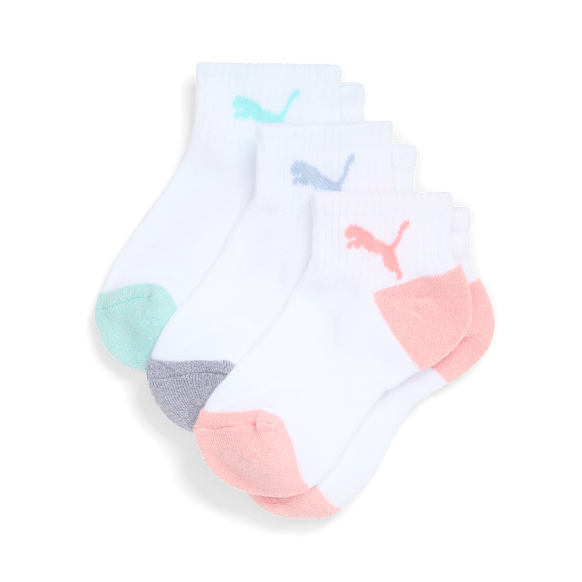 Puma 3 Pack Girls 1/2 Terry Qtr Crew In White
