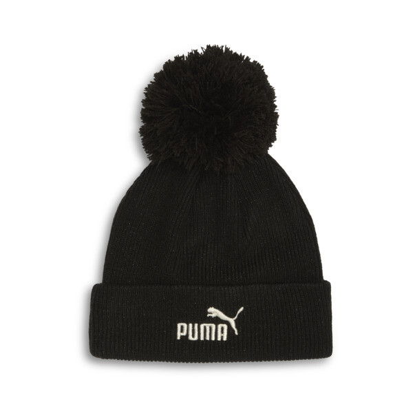 Puma Ribbed Pom Pom Beanie Hat In Black