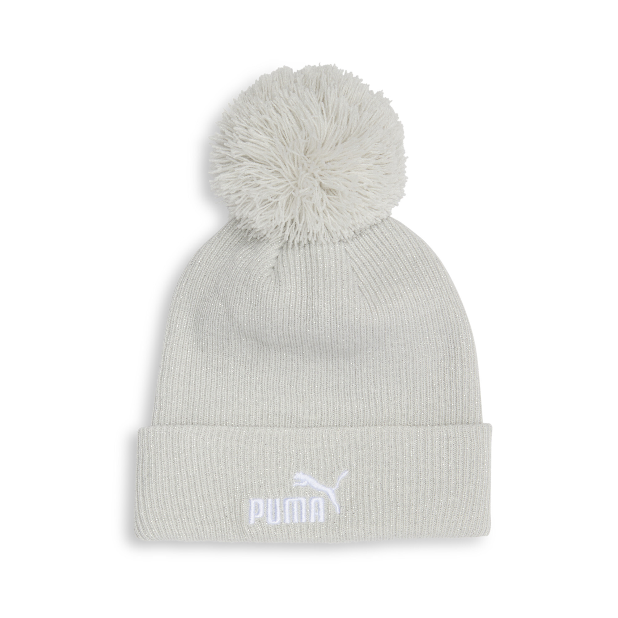 PUMA Ribbed Pom Pom Beanie Hat in Grey