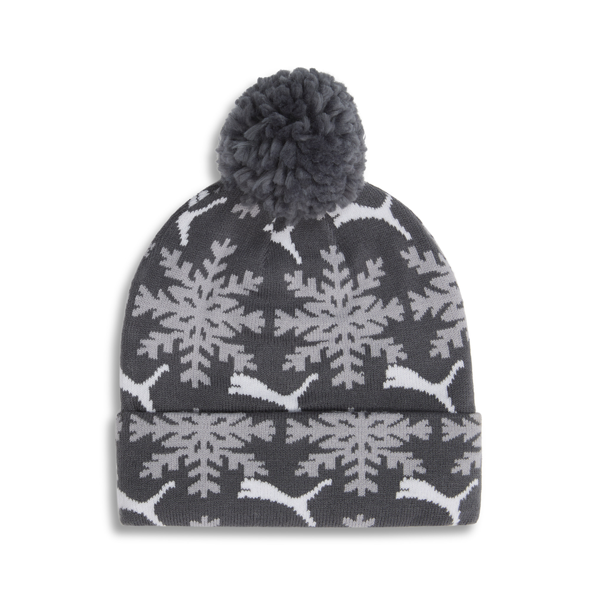 PUMA Fair Isle Winter Pom Pom Snowflake Beanie Hat in Grey
