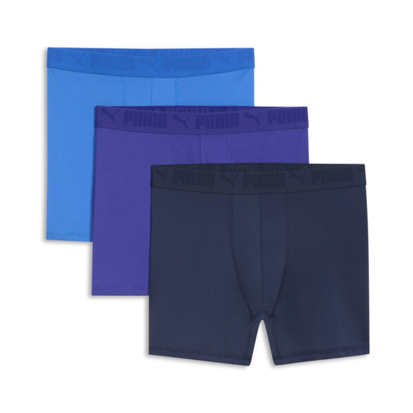 Puma Men's Athletic Fit Boxer Briefs 3 Pack In Blue