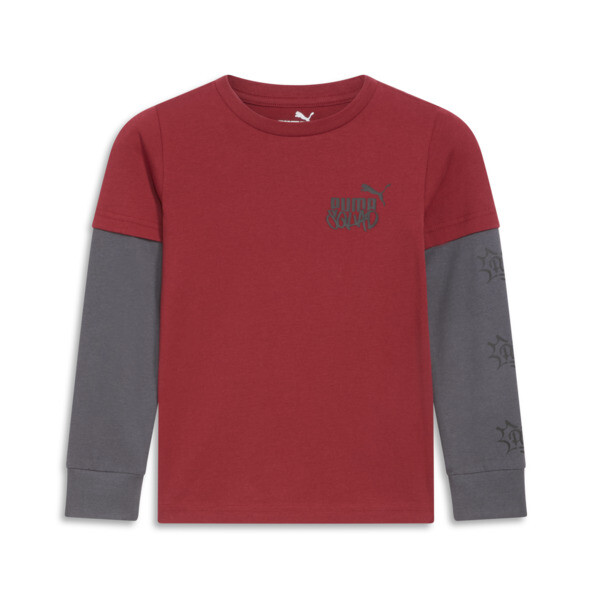 Puma Vibe Check Pack Little Kids' Long Sleeve T-shirt In Intense Red