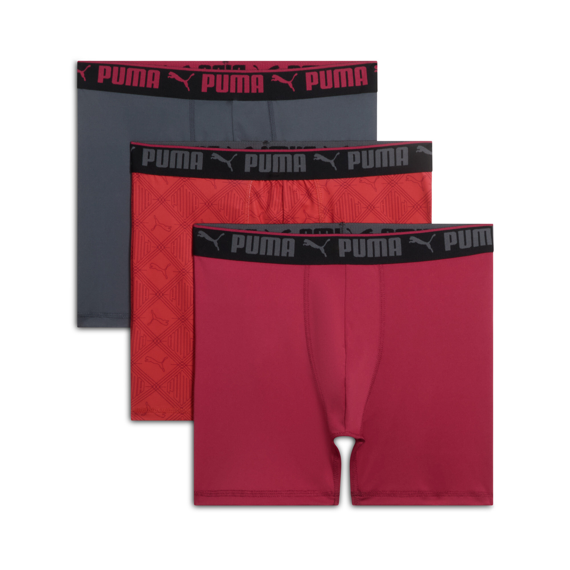 Puma Men's Boxer Briefs 3 Pack In Assorted Colours