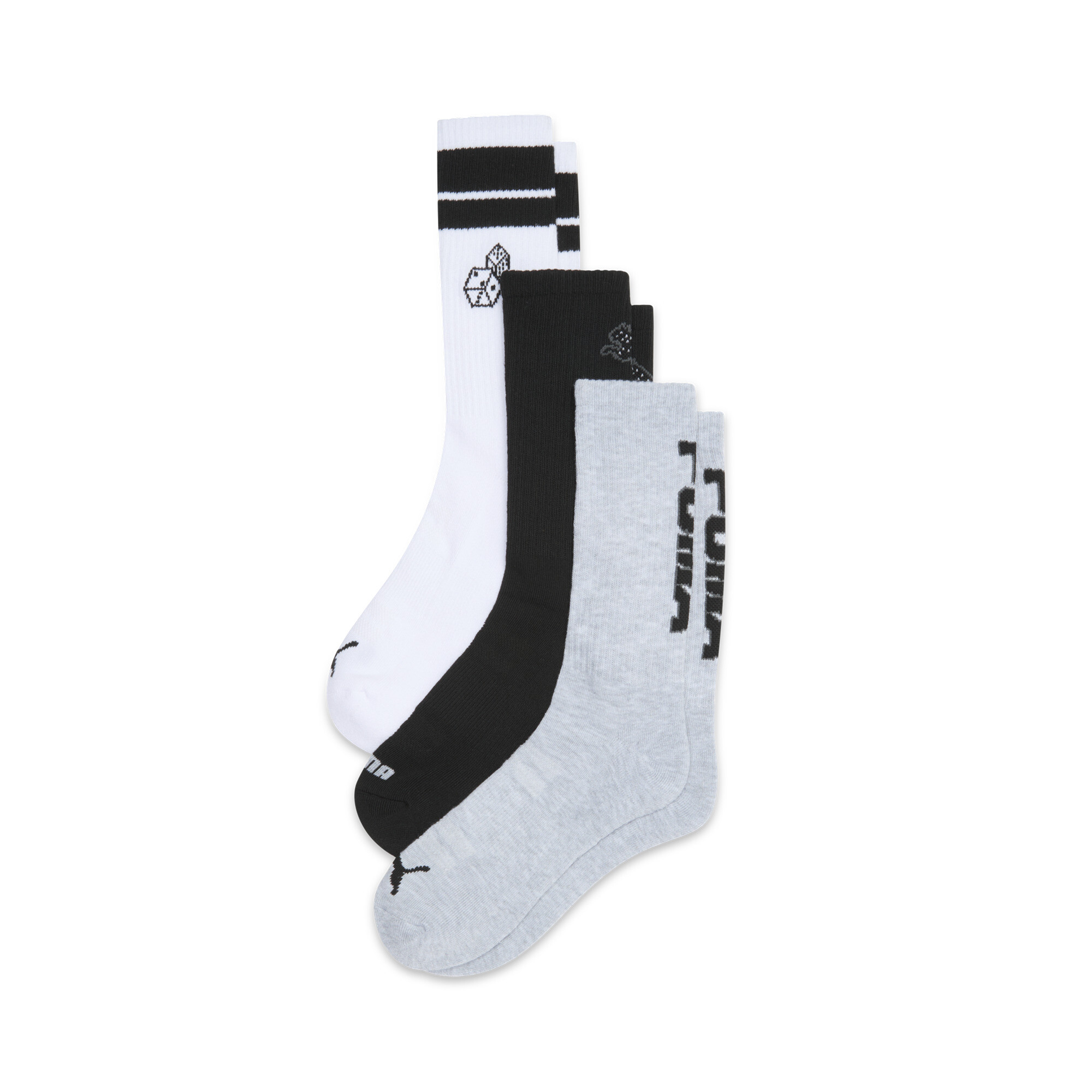 PUMA Men's Half-Terry Crew Length Socks (3 Pairs) in Assorted Colours, Size 10-13
