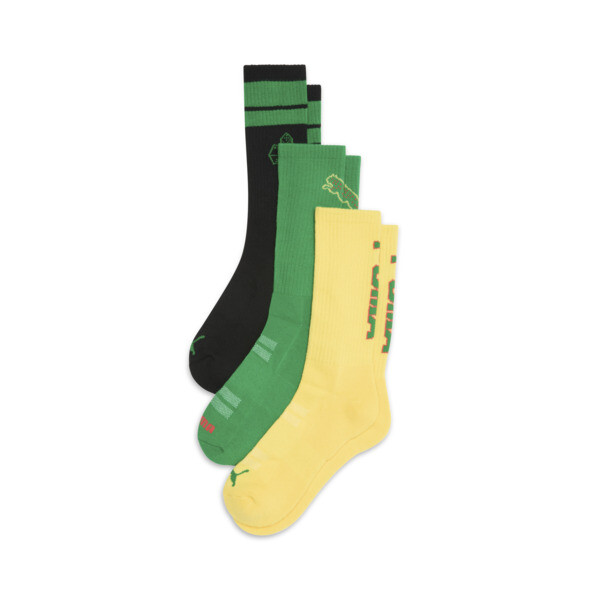 Puma Men's Half-terry Crew Length Socks (3 Pairs) In Black / Green