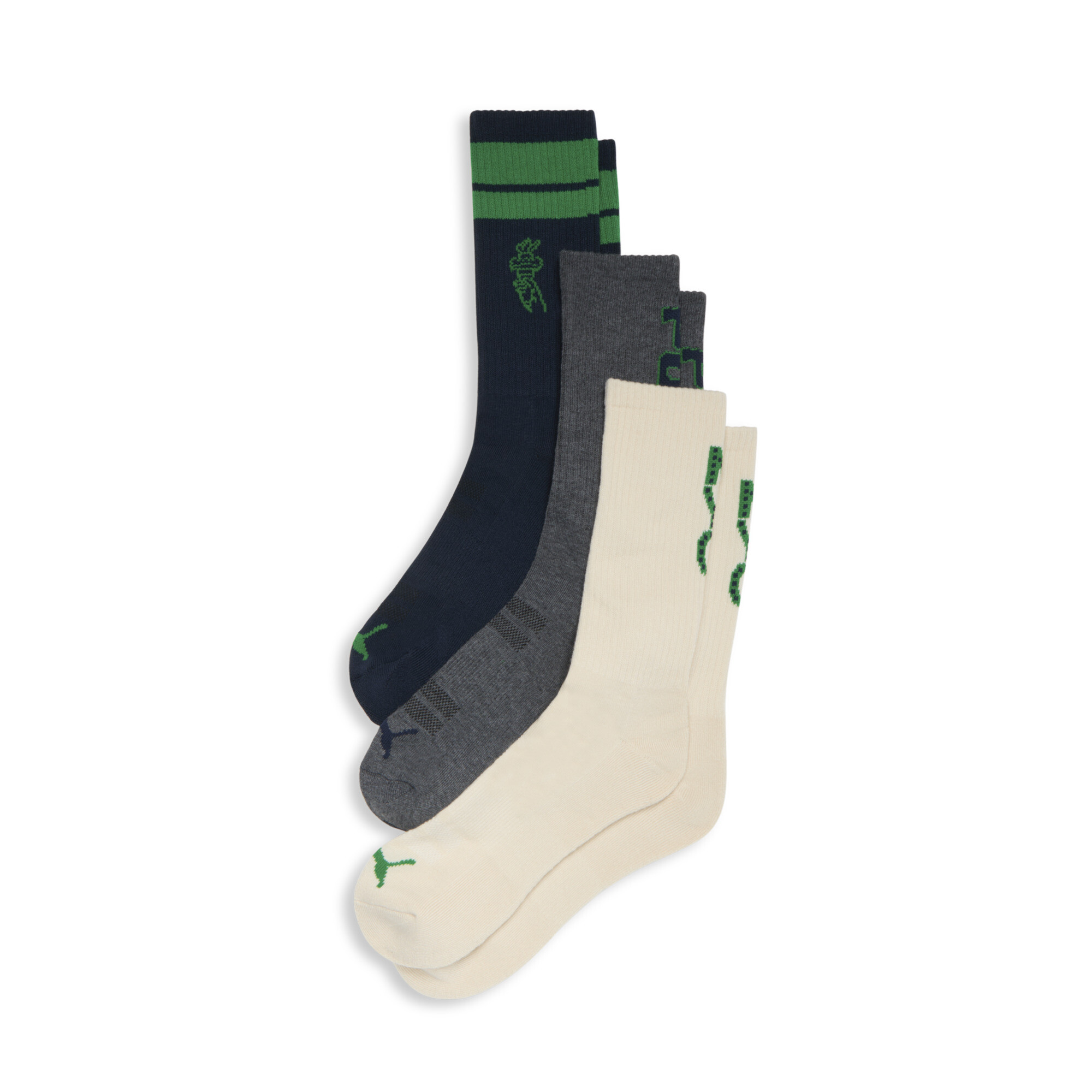 Puma Men's Half-terry Crew Lenght Socks (3 Pairs) In Assorted Colours