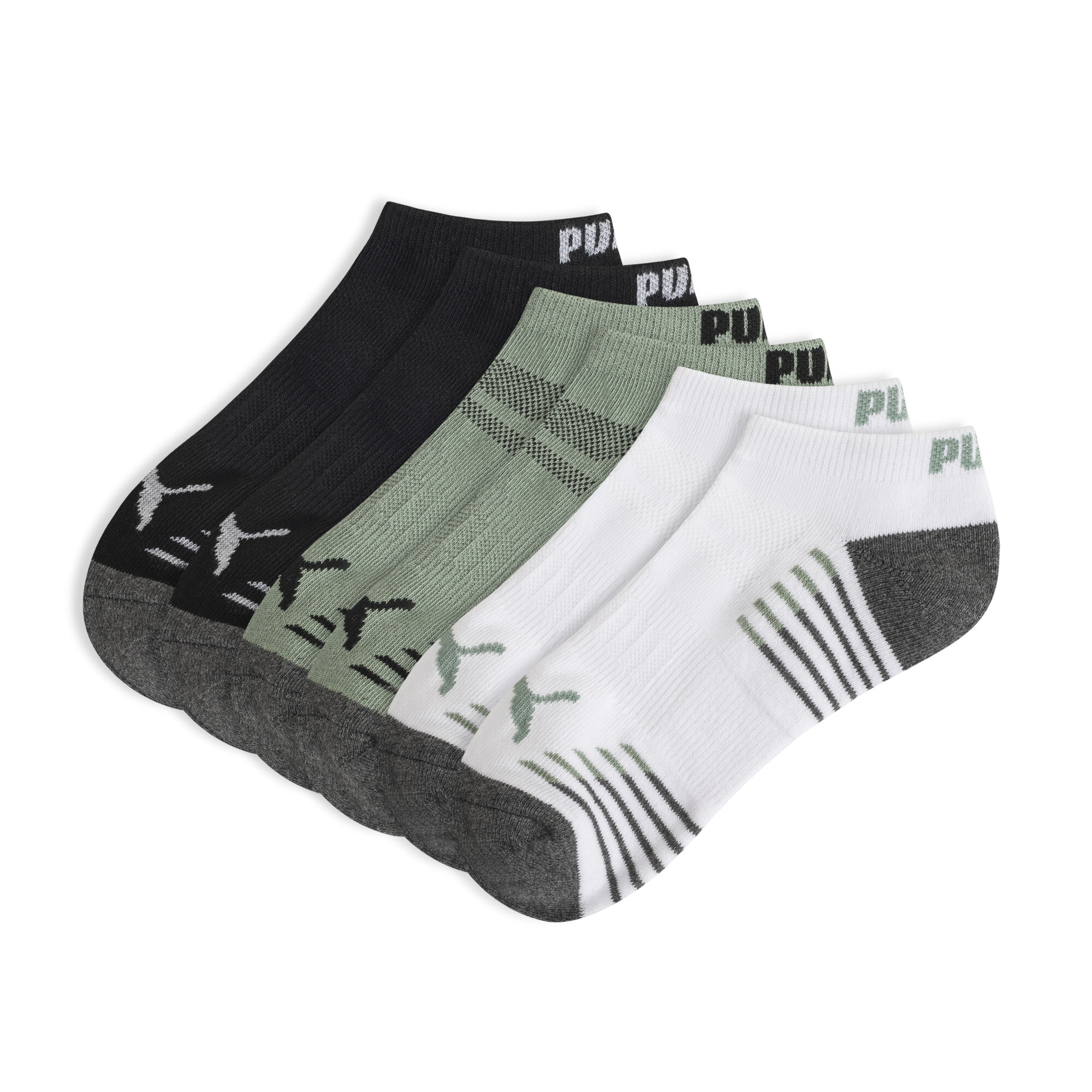 PUMA Big Kids' Half-Terry Low Cut Socks (3 Pairs) in Assorted Colours, Size 9-11