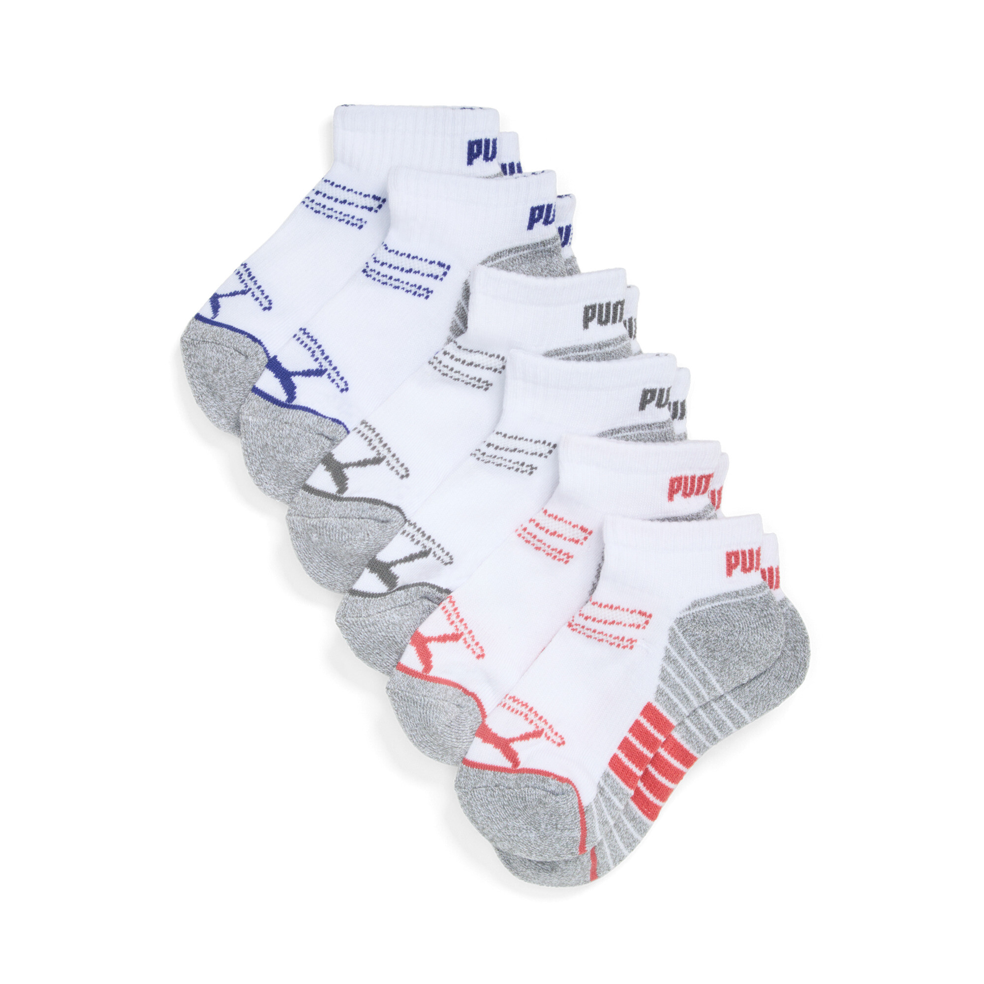 Puma Big Kids' Half-terry Quarter-length Crew Socks (6 Pairs) In White