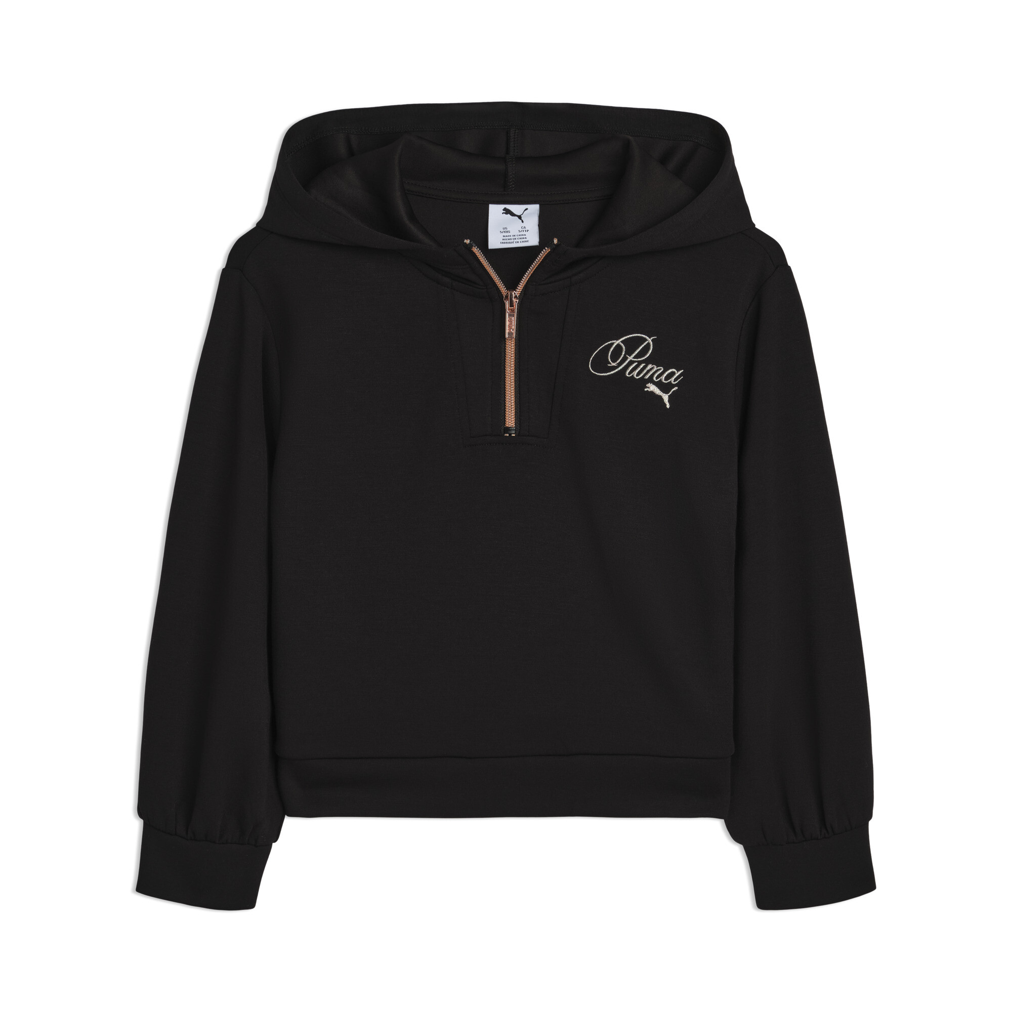 PUMA Bow Society Little Kids' Quarter-Zip Hoodie Shoes in Black, Size 6