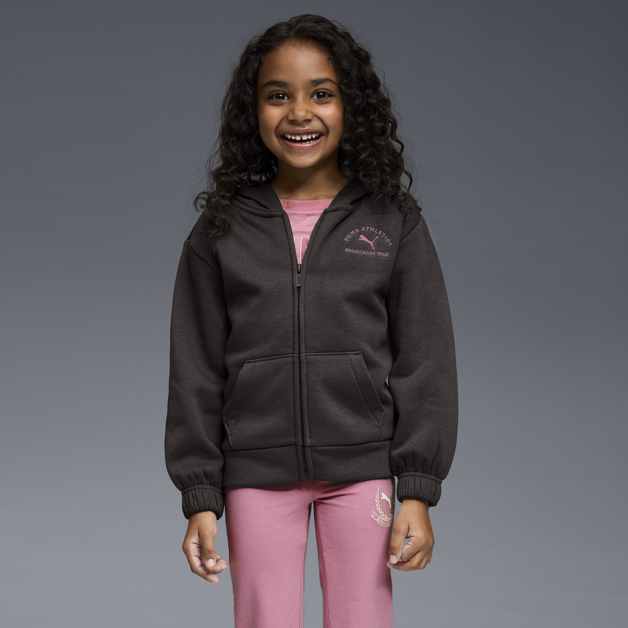 PUMA Class Pack Big Kids' Fleece Hoodie in Grey, Size L