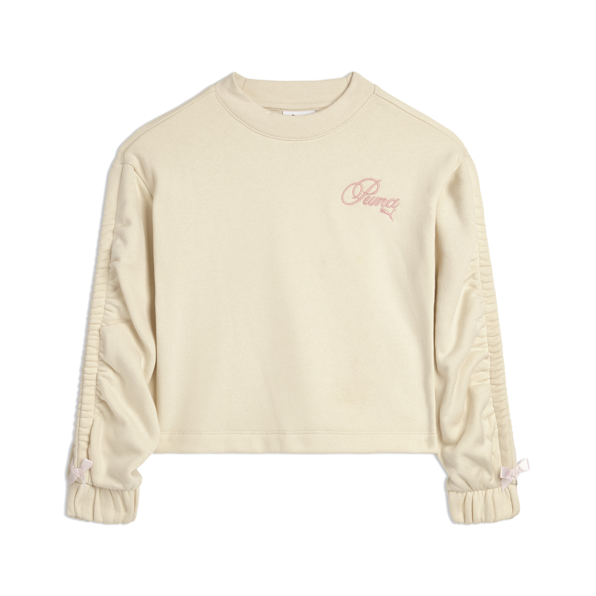 Puma Bow Society Little Kids' Fleece Crewneck Sweatshirt In Yellow