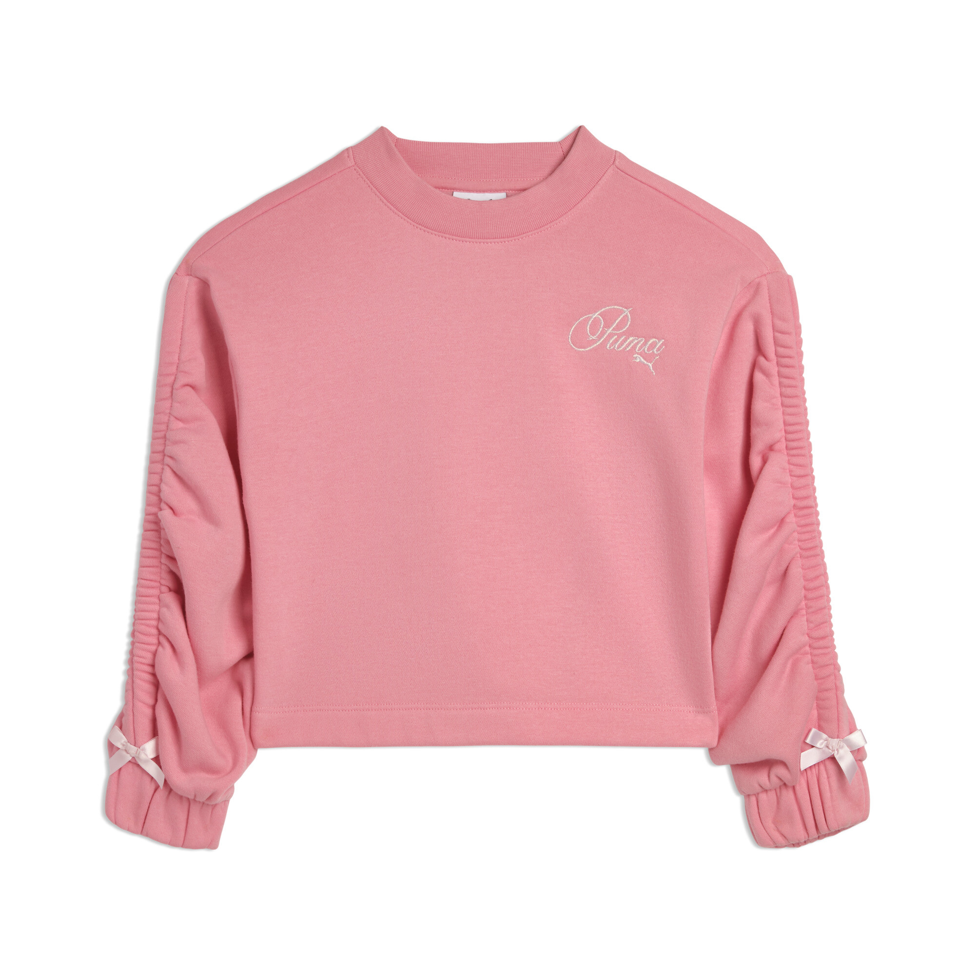 Puma Bow Society Little Kids' Fleece Crewneck Sweatshirt In Pink