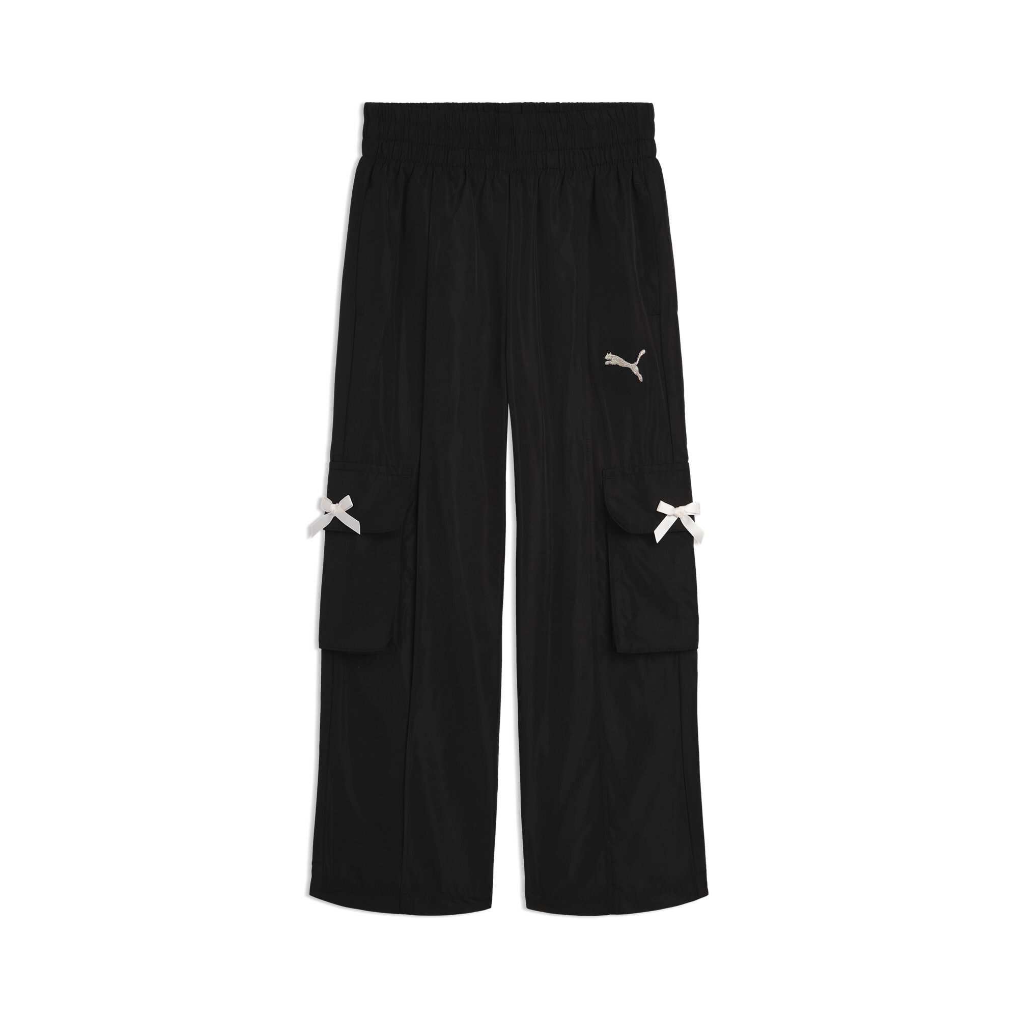 Puma Bow Society Little Kids' Wide Leg Cargo Pants In Black