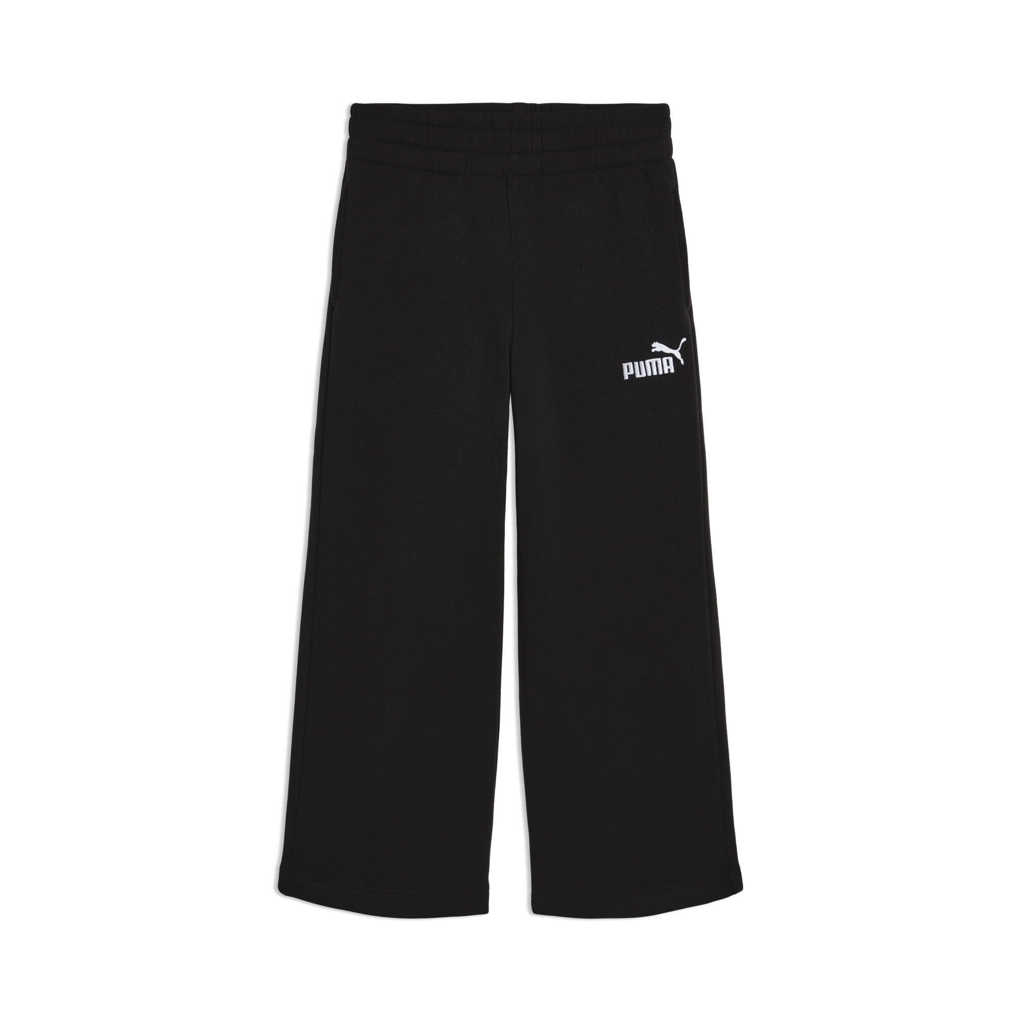 Puma Basic Essentials Little Kids' Wide Leg Fleece Pants In Black
