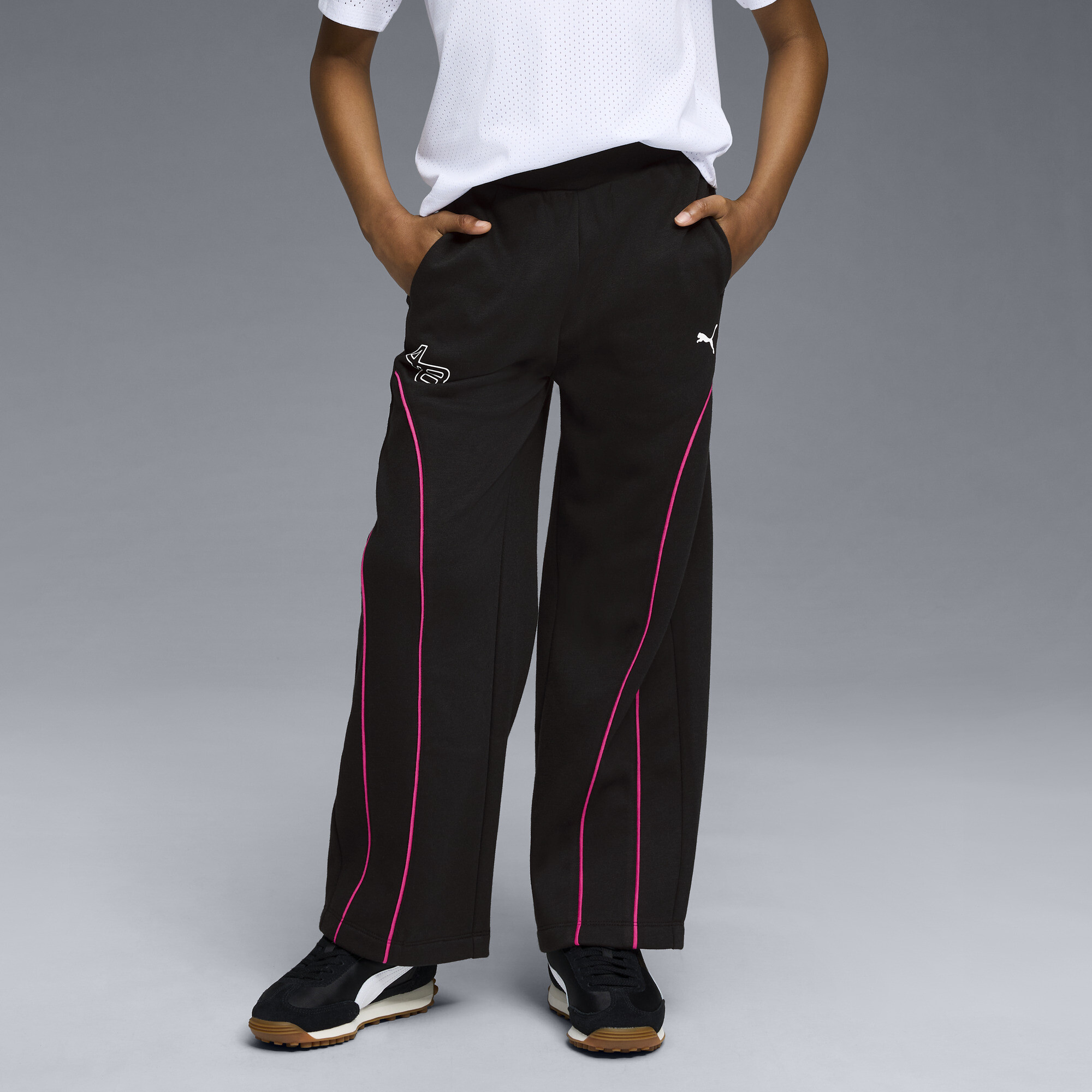 PUMA Star Drive Big Kids' Wide Leg Fleece Pants in Black, Size XL