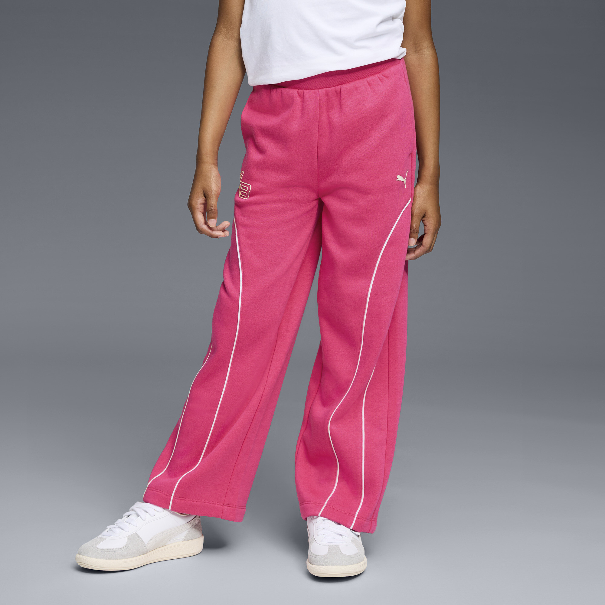 PUMA Star Drive Big Kids' Wide Leg Fleece Pants in Pink, Size XL