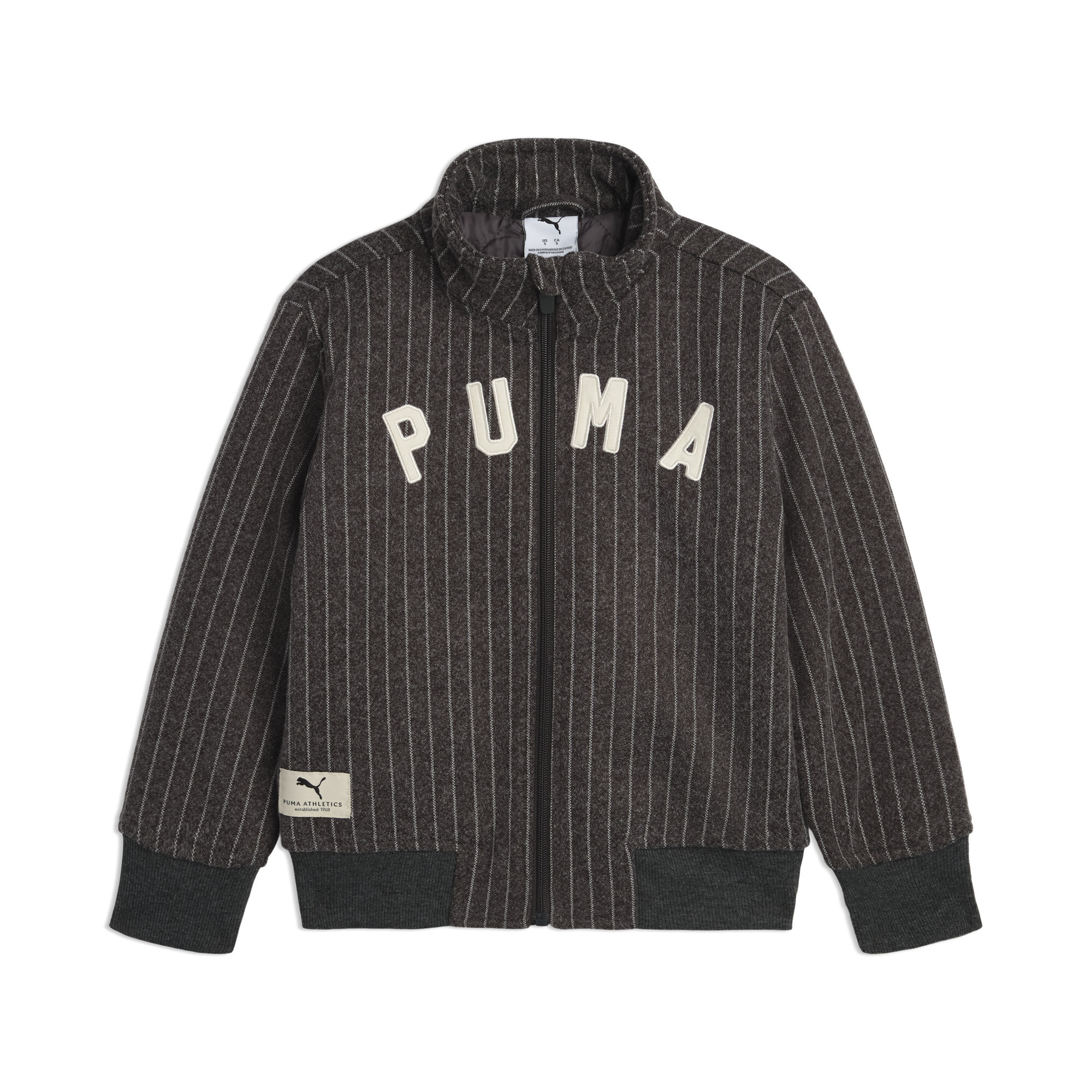 Puma Class Pack Big Kids' Faux Wool Track Jacket In Gray