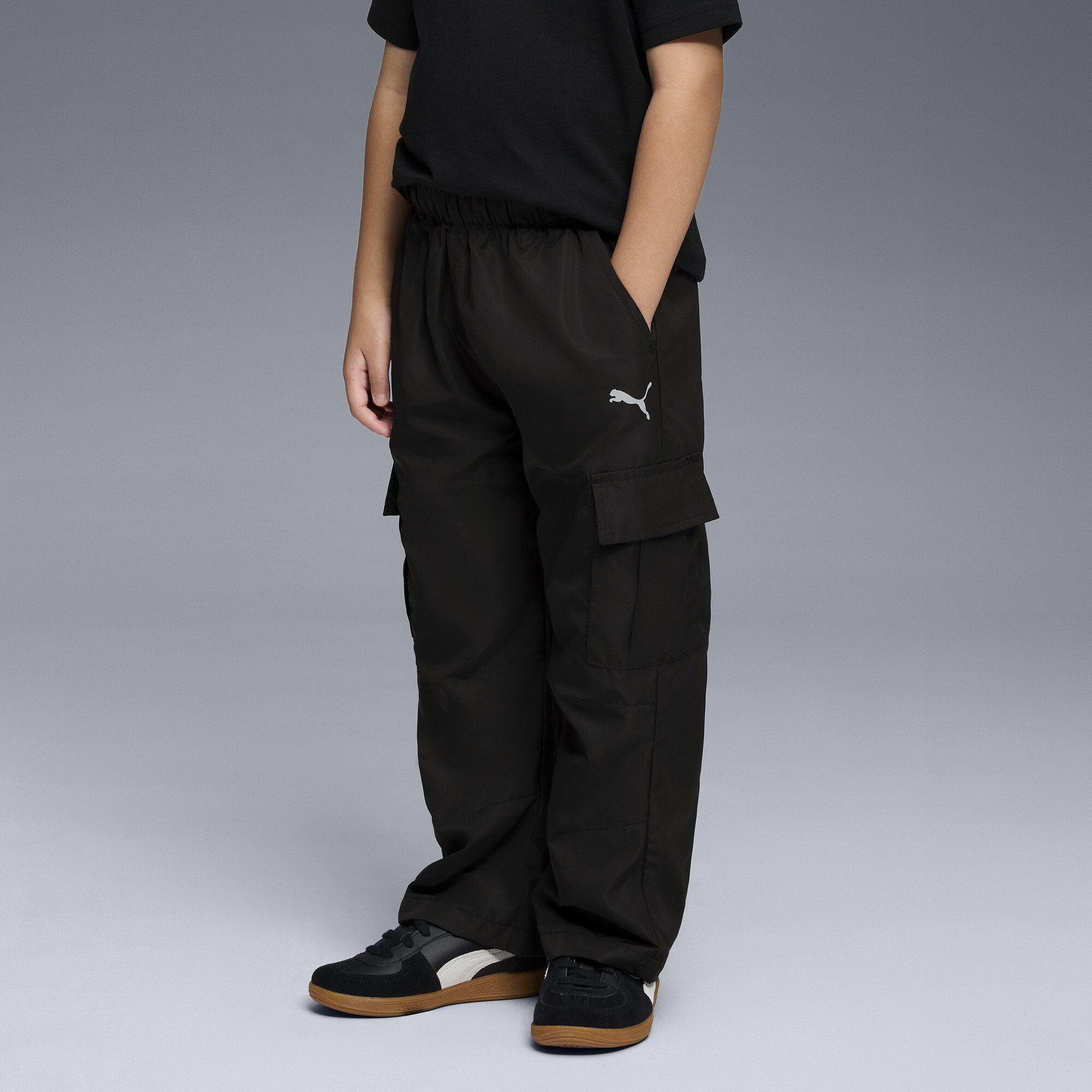 PUMATECH Big Kids' Cargo Pants in Black, Size L