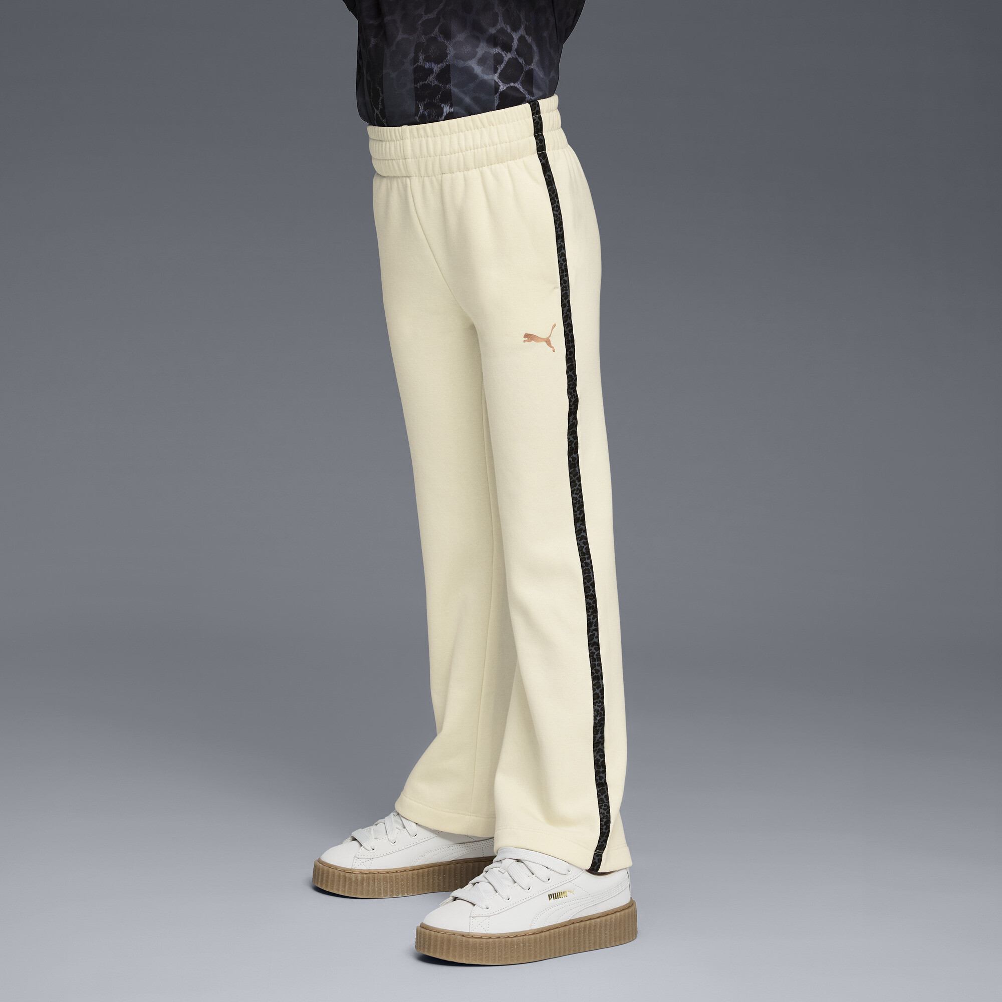 Puma Kids' Animal Pack Fleece Wide Sweatpants In Neutral